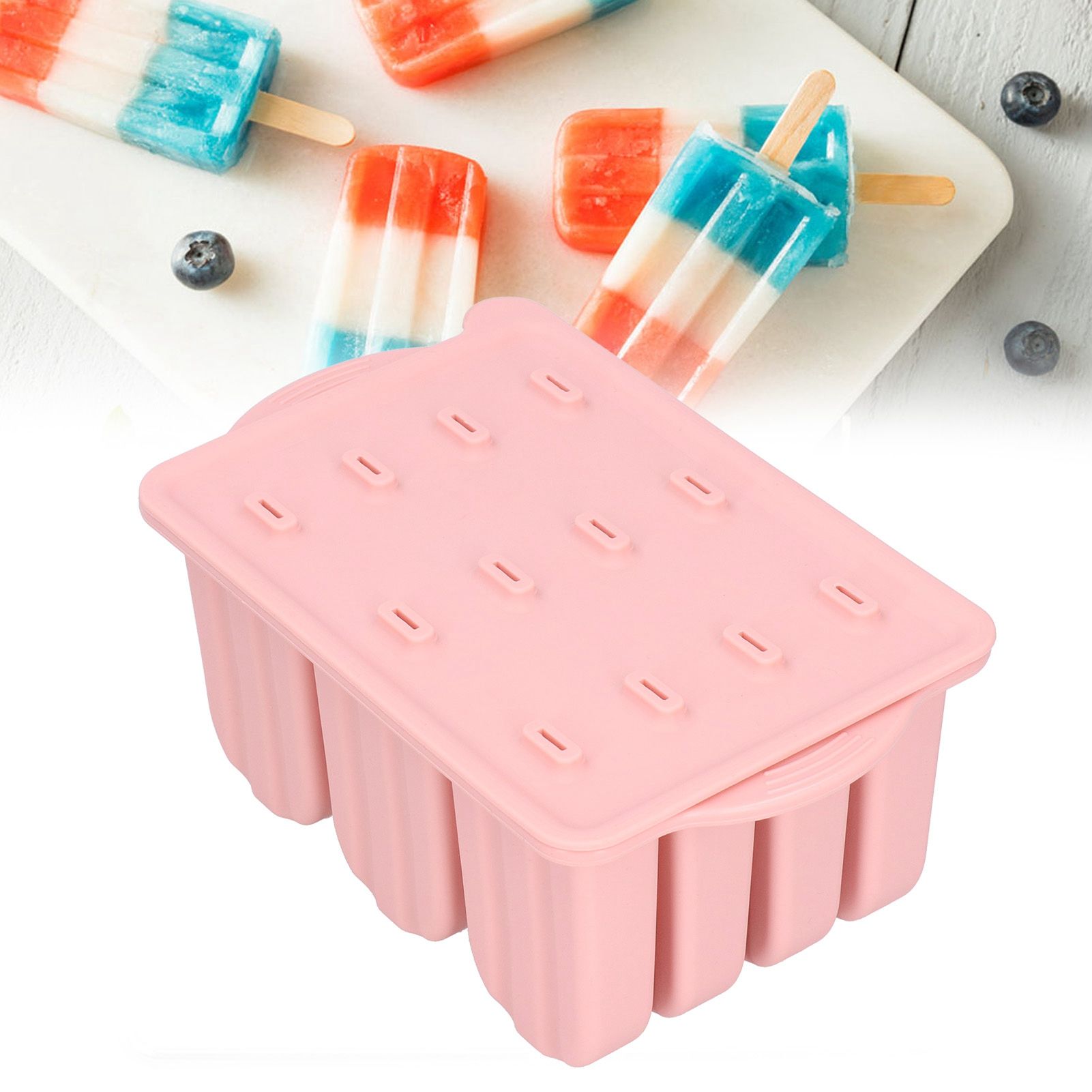 12 Grids Silicone Ice Cream Molds Tray Ice Cream Makers Mould with Lid and 50 view 10