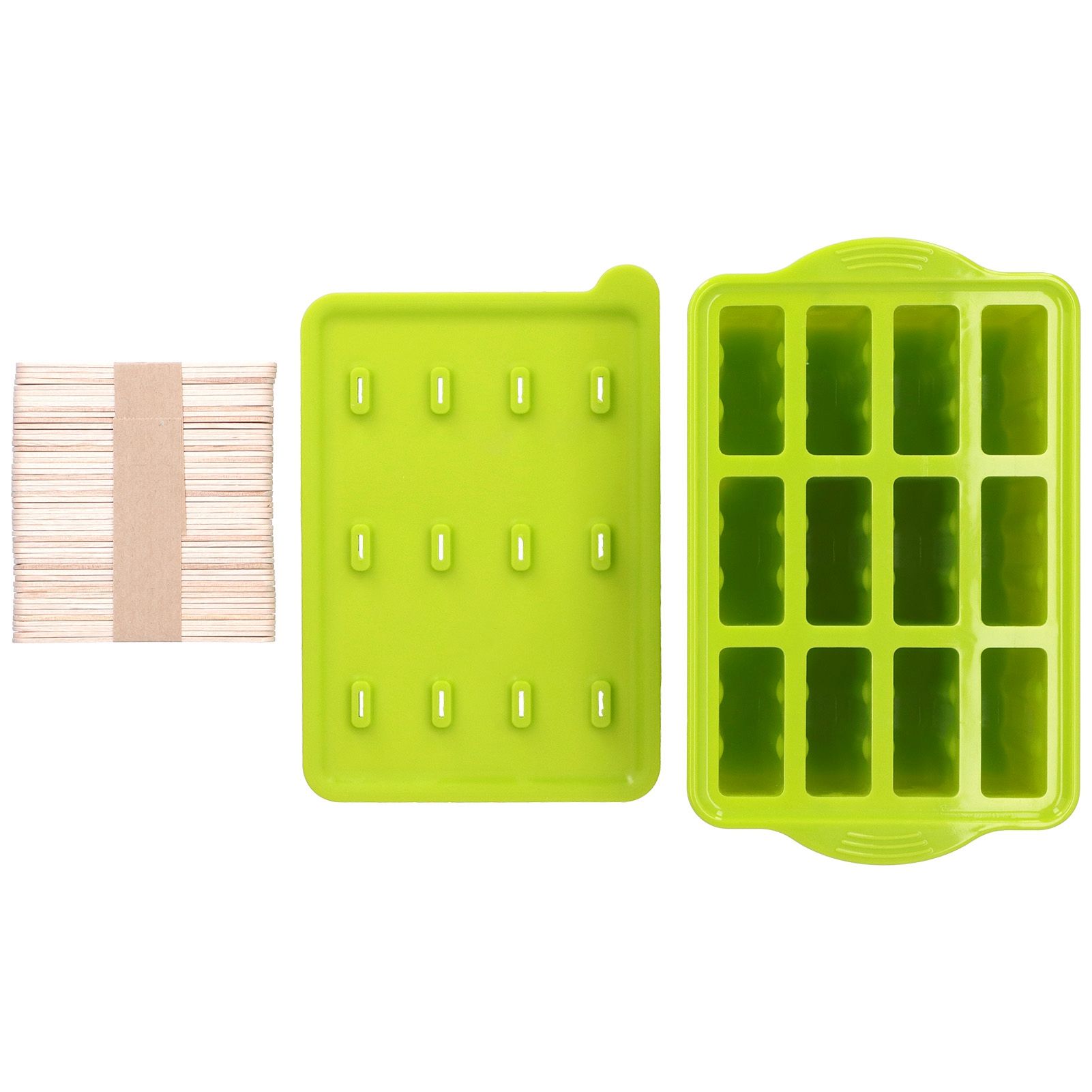 12 Grids Silicone Ice Cream Molds Tray Ice Cream Makers Mould with Lid and 50 view 2