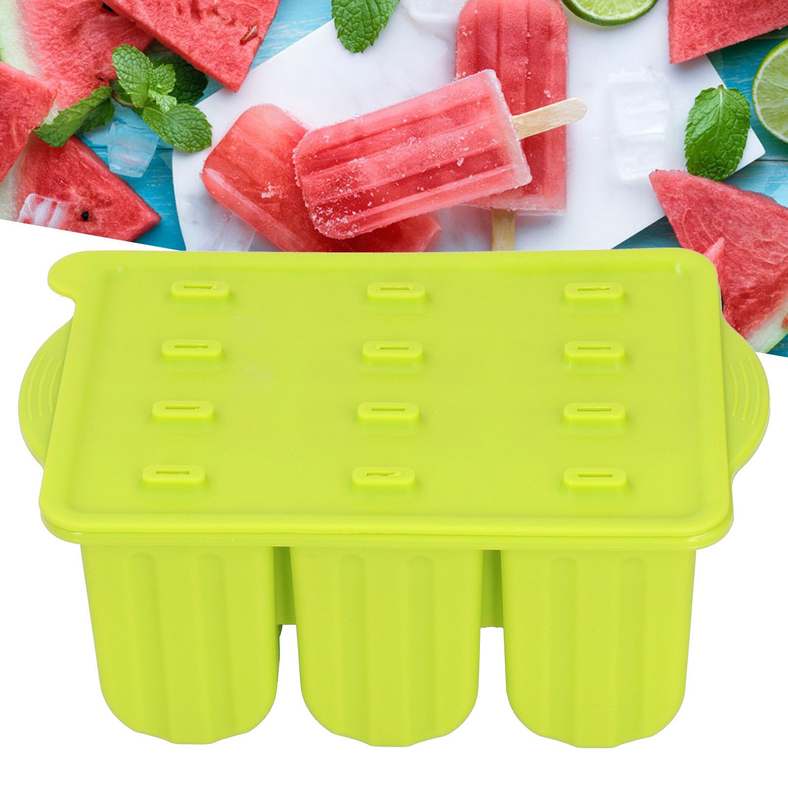 12 Grids Silicone Ice Cream Molds Tray Ice Cream Makers Mould with Lid and 50 view 9