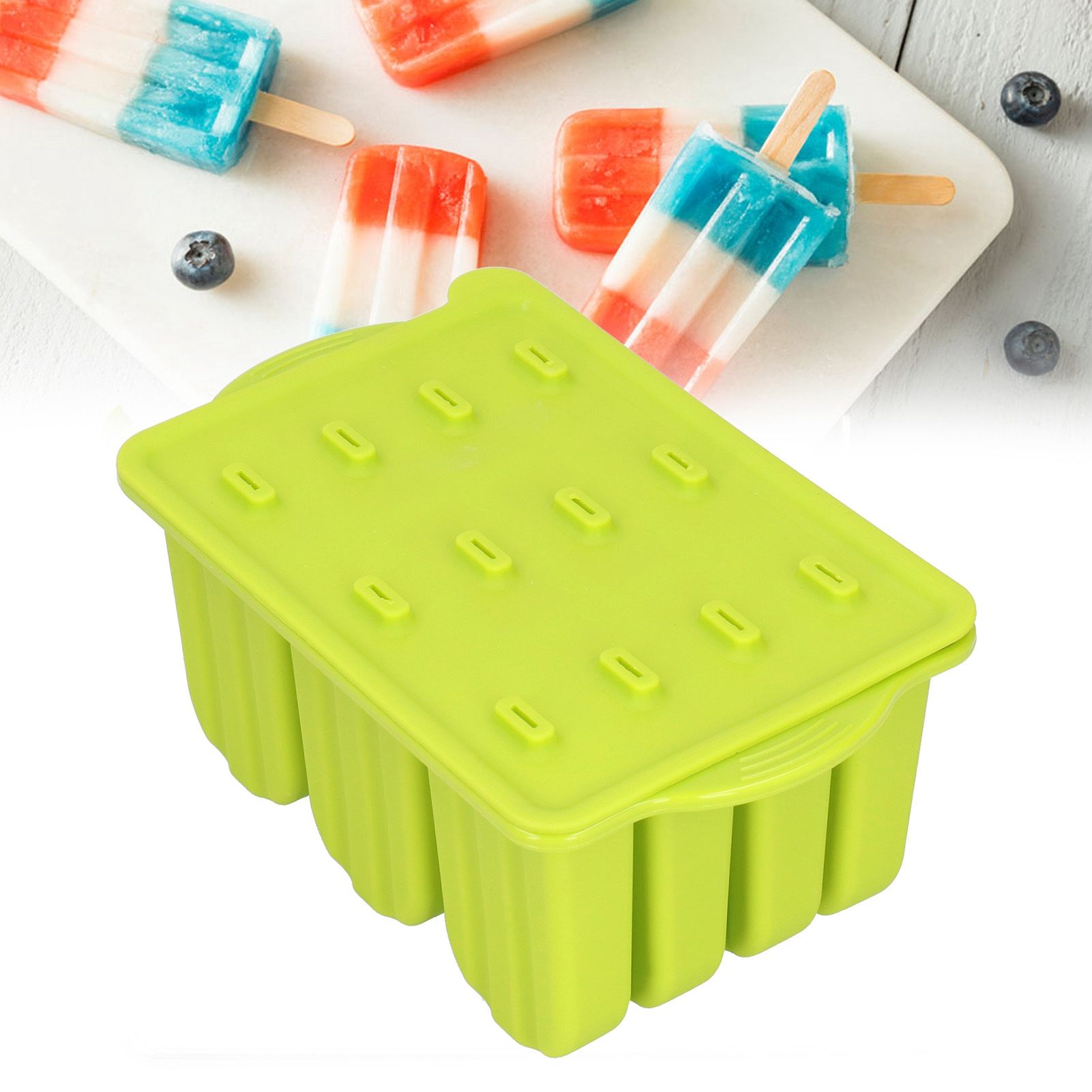12 Grids Silicone Ice Cream Molds Tray Ice Cream Makers Mould with Lid and 50 view 10