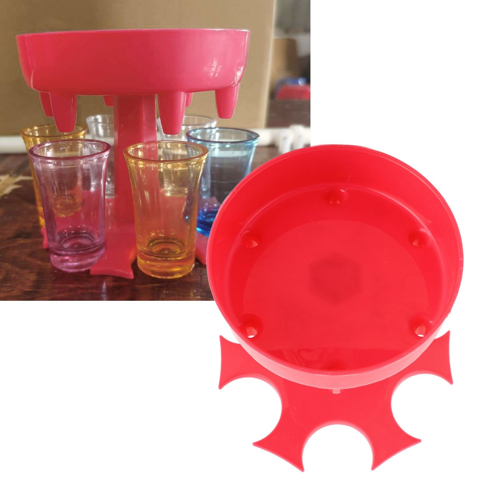 6 Shot Glass Dispenser Pourer Holder Rotating Red Wine Rack Drinkware for Home view 9
