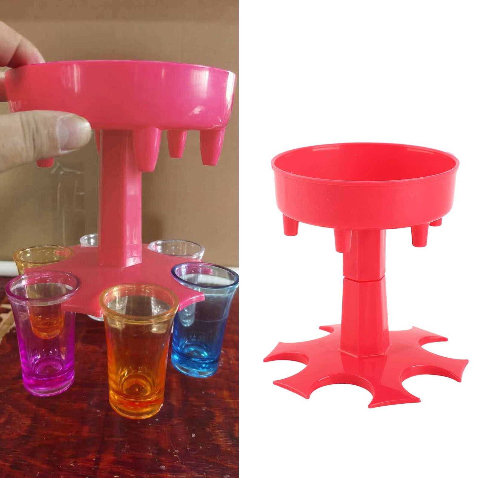 6 Shot Glass Dispenser Pourer Holder Rotating Red Wine Rack Drinkware for Home view 10