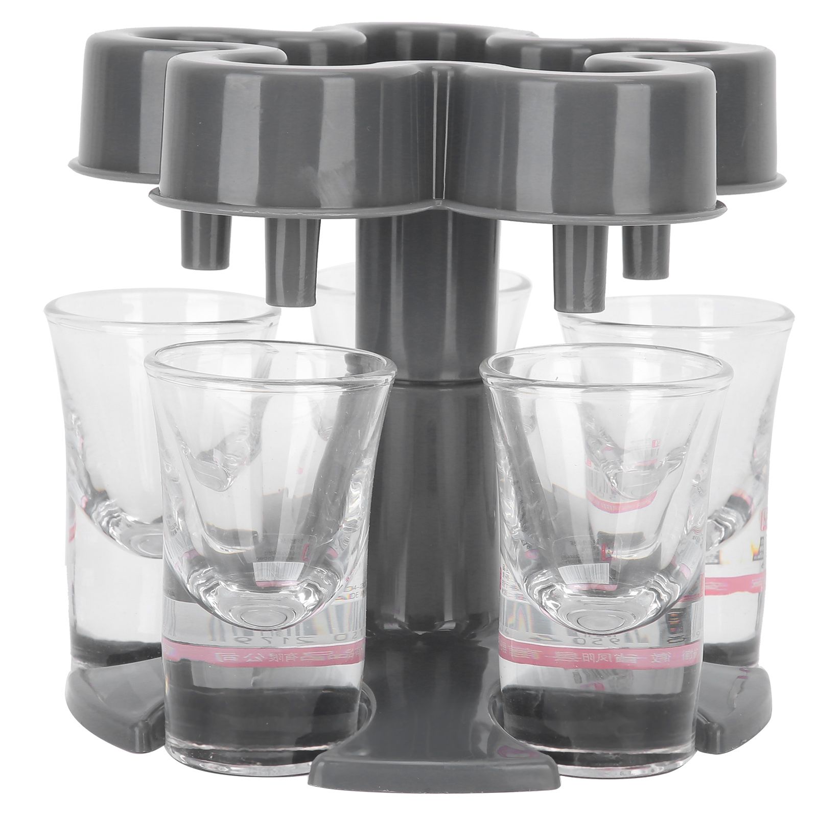 5 Shot Glass Dispenser Holder with 6 Glasses Wine Glass Rack Party Bar view 2