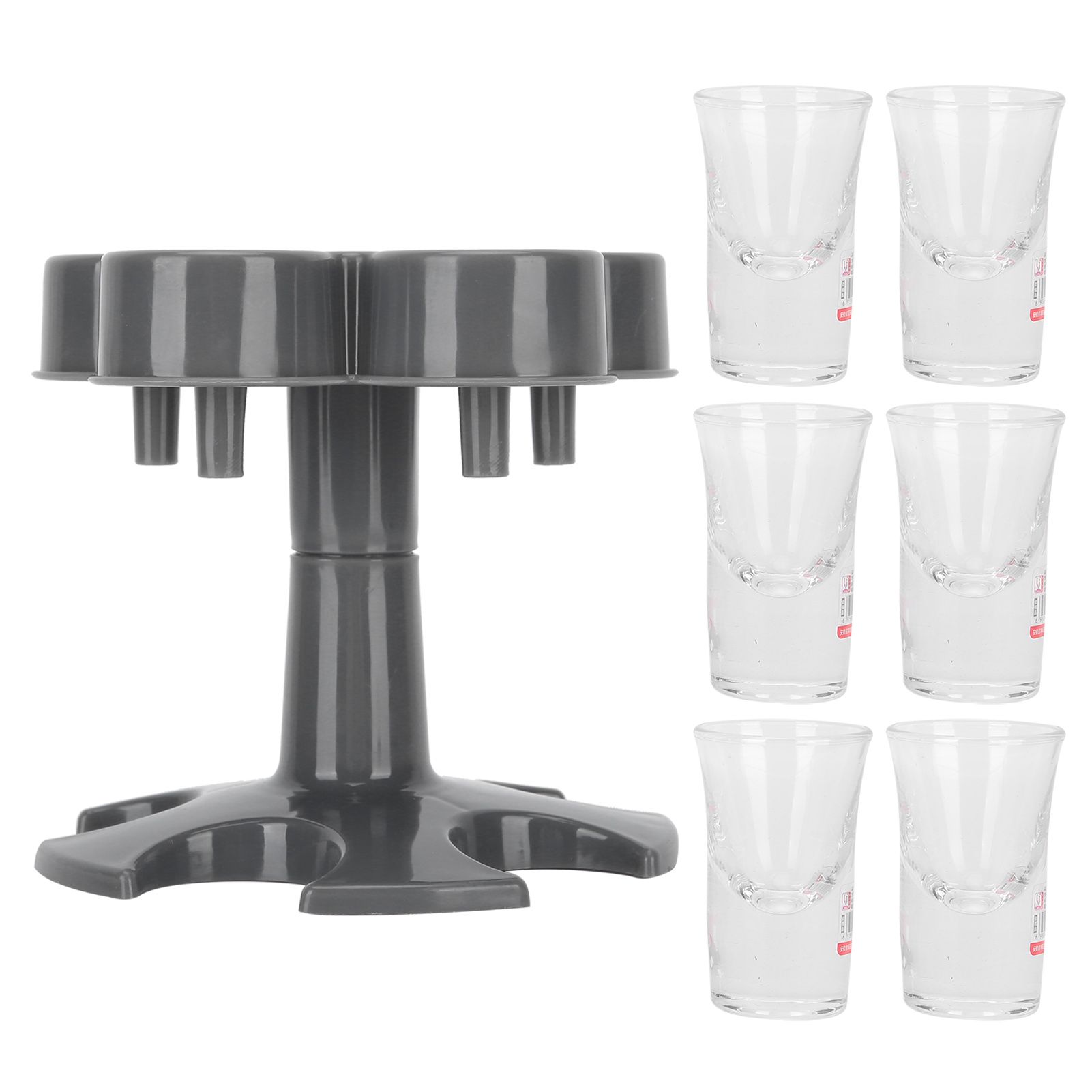 5 Shot Glass Dispenser Holder with 6 Glasses Wine Glass Rack Party Bar view 4