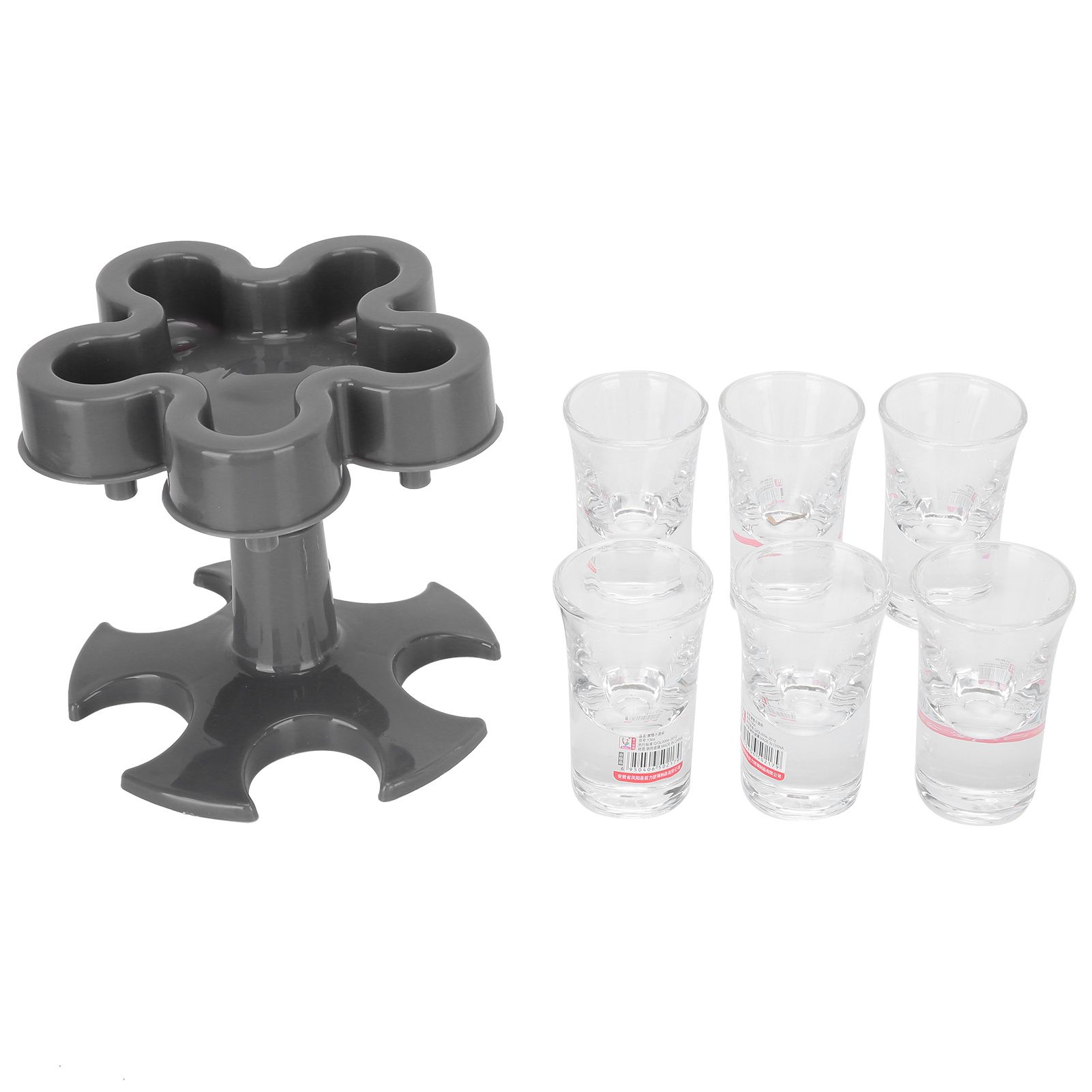 5 Shot Glass Dispenser Holder with 6 Glasses Wine Glass Rack Party Bar view 5
