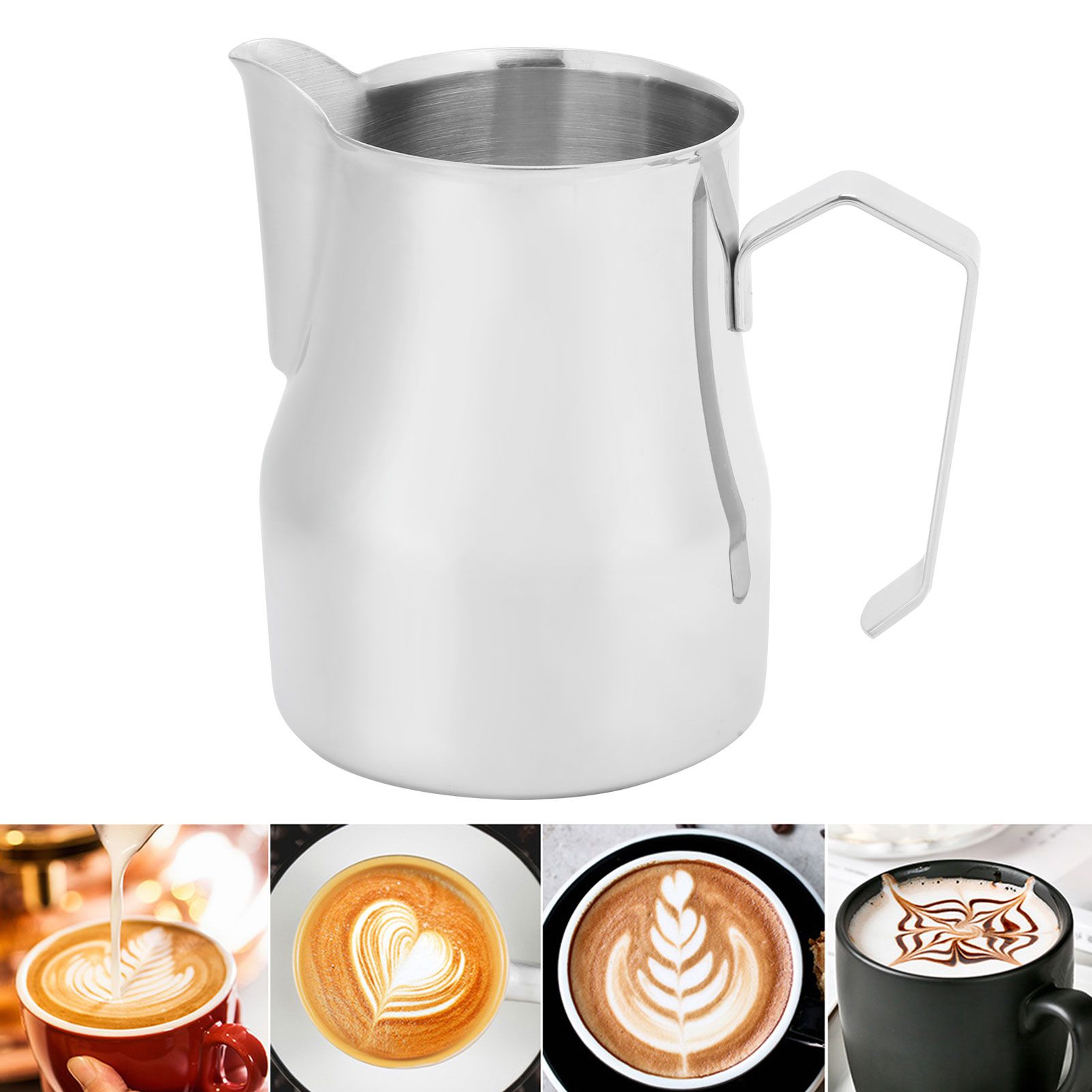 Stainless Steel Pointed Mouth Coffee Milk Frothing Cup Coffee Jug Pitcher for view 9