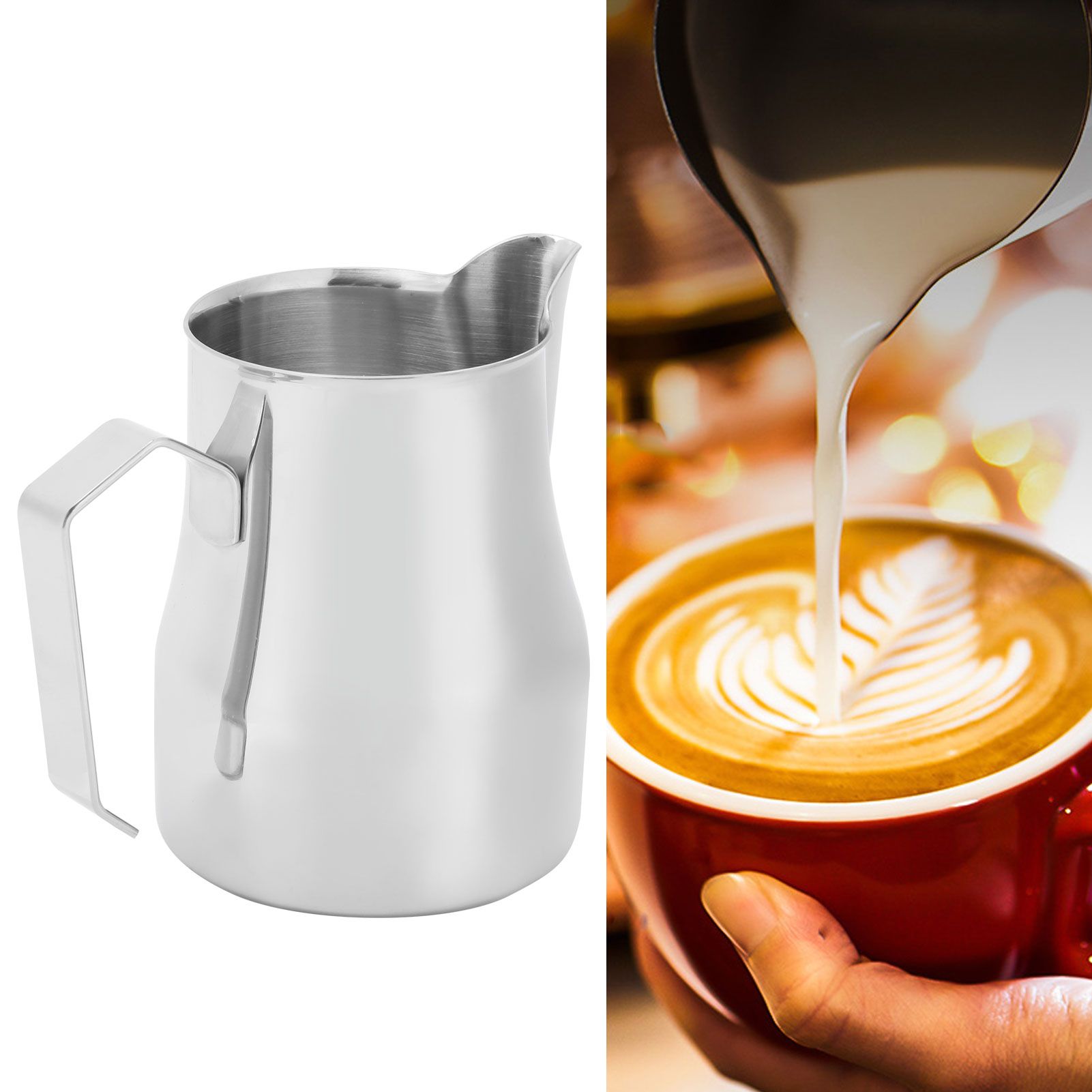 Stainless Steel Pointed Mouth Coffee Milk Frothing Cup Coffee Jug Pitcher for view 10