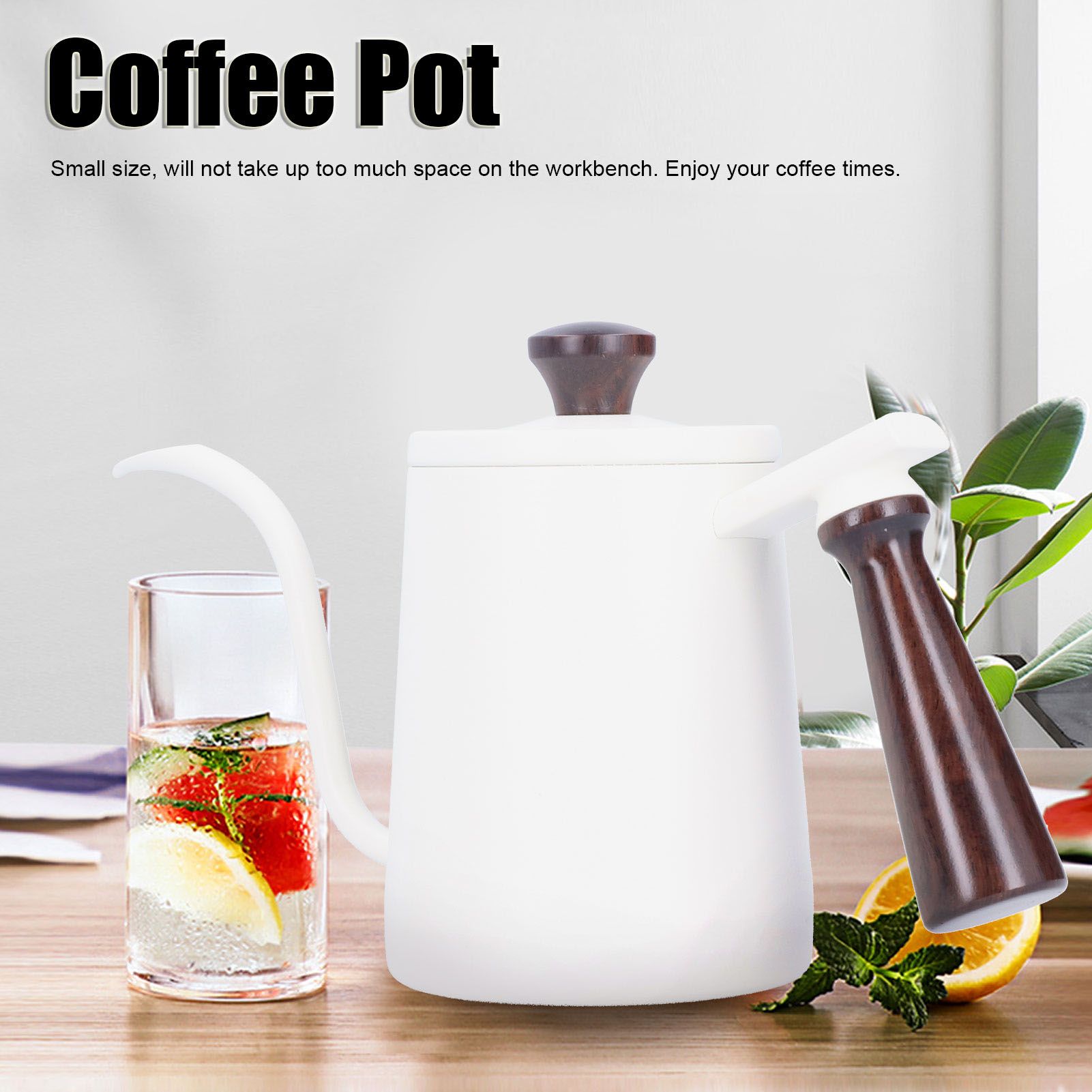 Portable Stainless Steel Coffee Pot with Wooden Handle Long Gooseneck Spout view 12