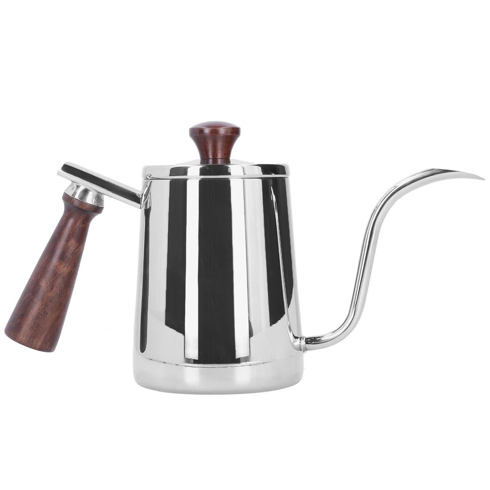 Portable Stainless Steel Coffee Pot with Wooden Handle Long Gooseneck Spout view 2
