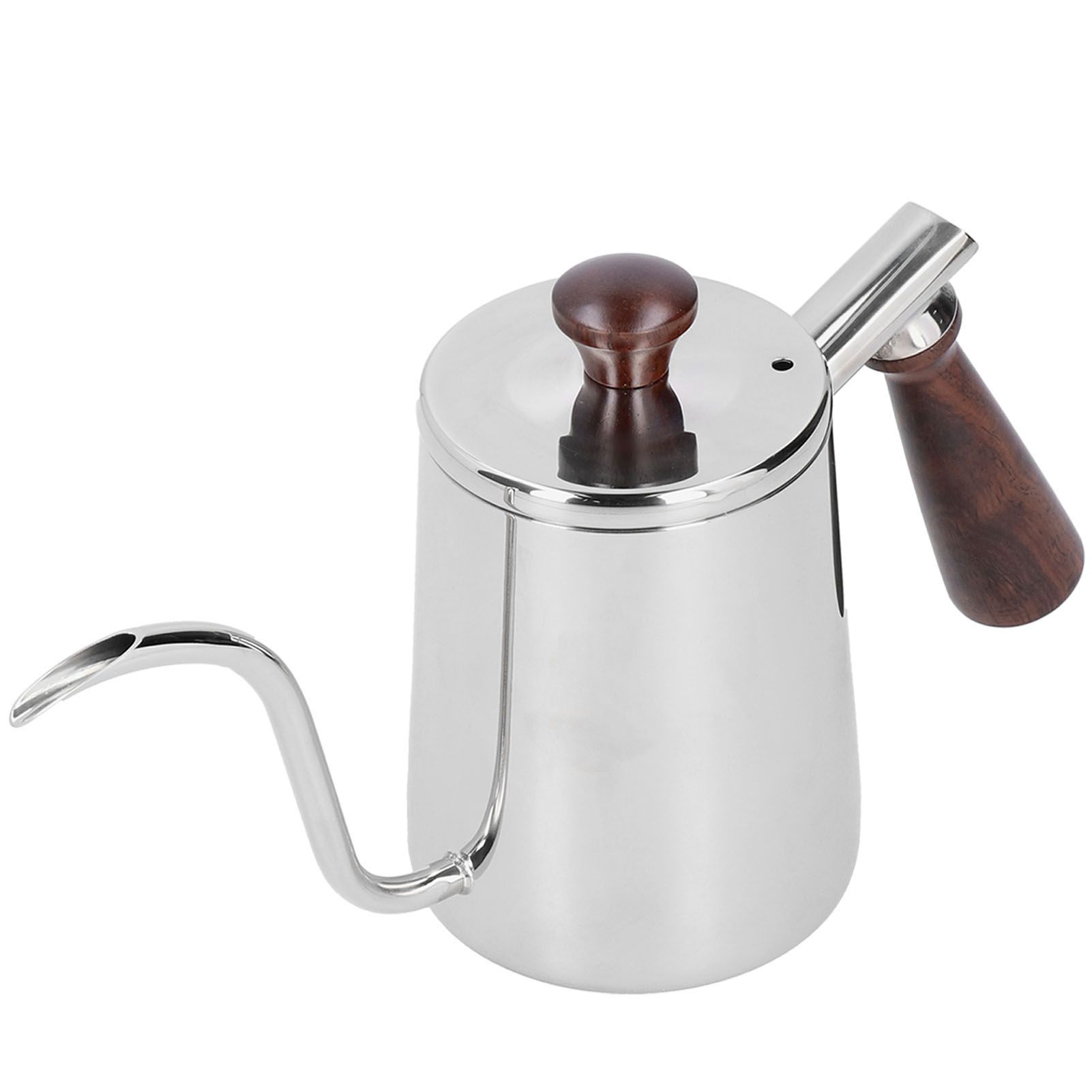 Portable Stainless Steel Coffee Pot with Wooden Handle Long Gooseneck Spout view 4