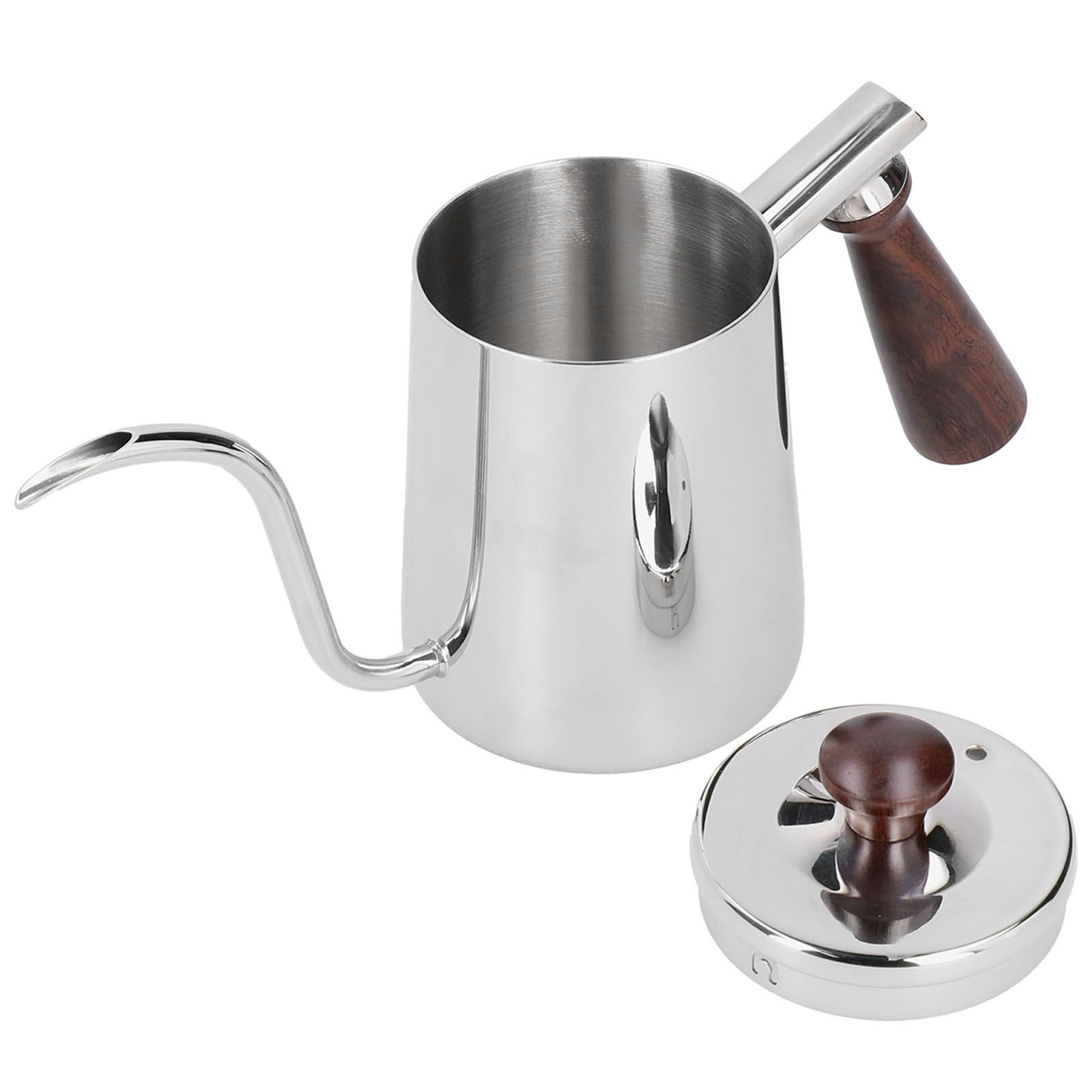 Portable Stainless Steel Coffee Pot with Wooden Handle Long Gooseneck Spout view 5