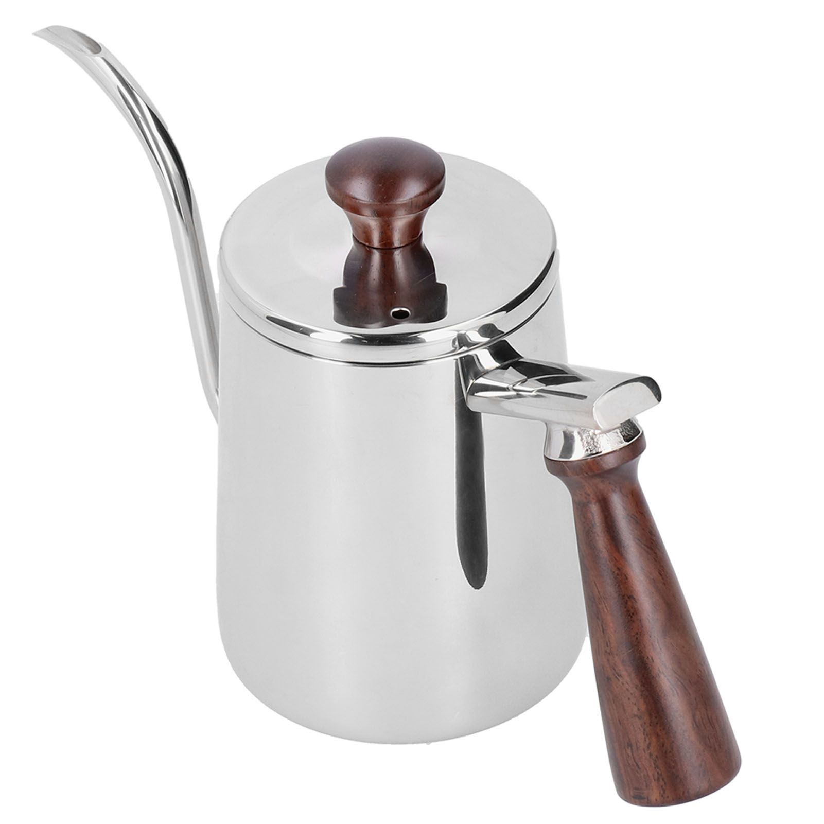 Portable Stainless Steel Coffee Pot with Wooden Handle Long Gooseneck Spout view 7