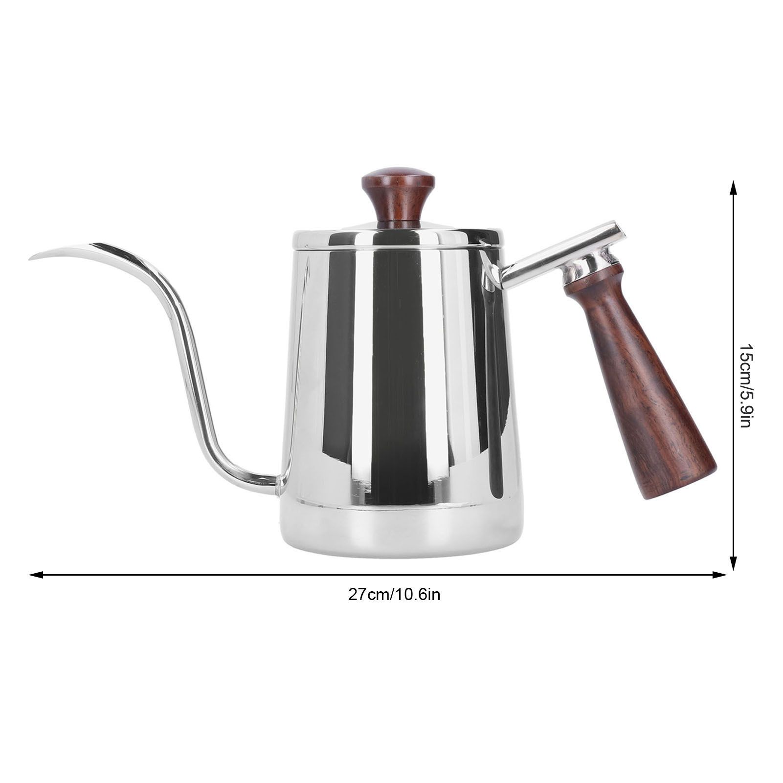 Portable Stainless Steel Coffee Pot with Wooden Handle Long Gooseneck Spout view 11