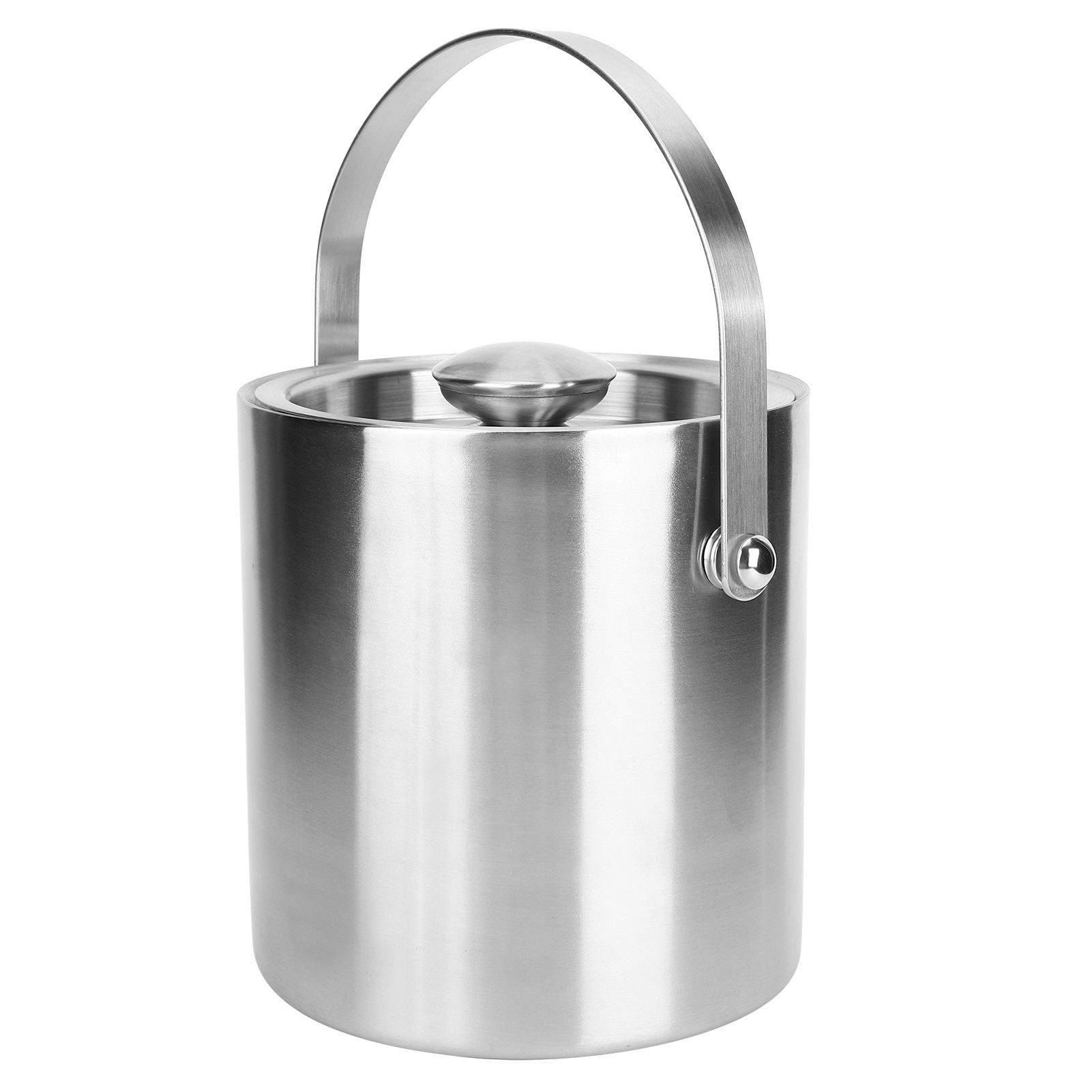 Ice Bucket with Lid Stainless Steel Double Layer Wine Champagne Barrel Bar