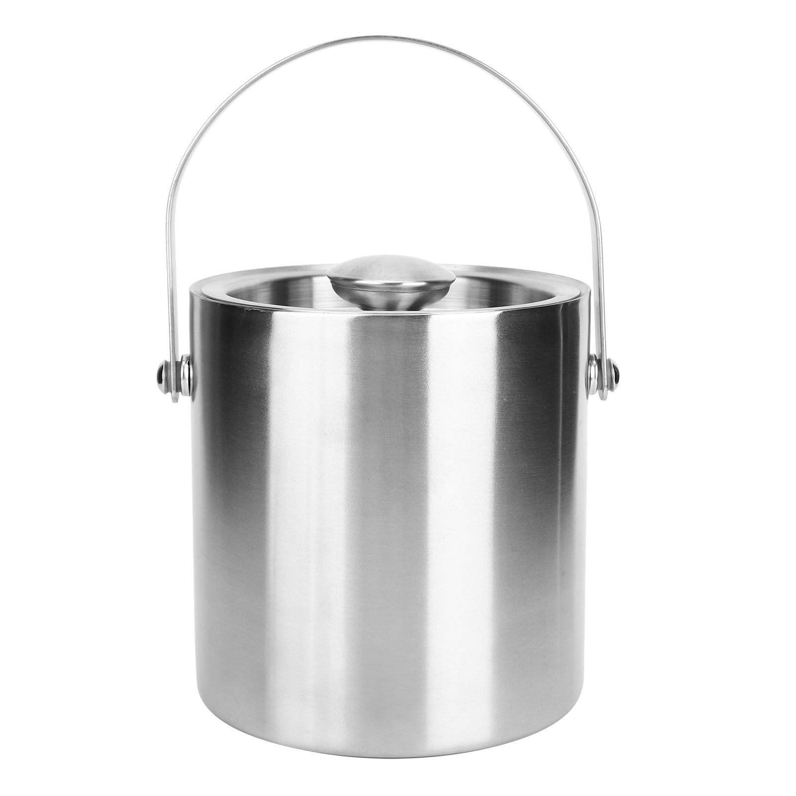 Ice Bucket with Lid Stainless Steel Double Layer Wine Champagne Barrel Bar view 2