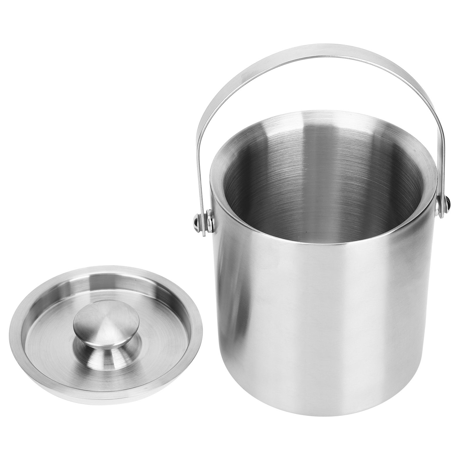 Ice Bucket with Lid Stainless Steel Double Layer Wine Champagne Barrel Bar view 6