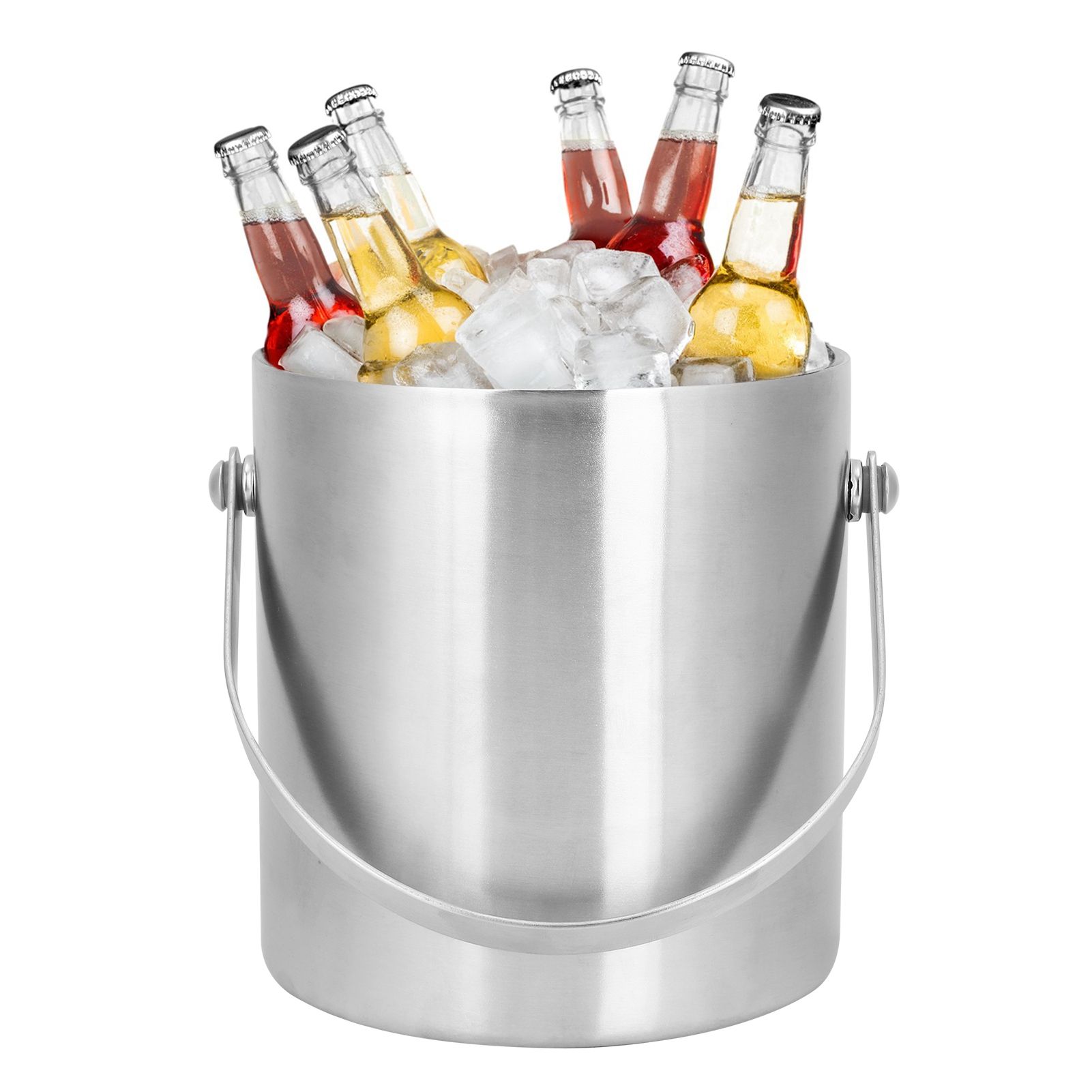 Ice Bucket with Lid Stainless Steel Double Layer Wine Champagne Barrel Bar view 9
