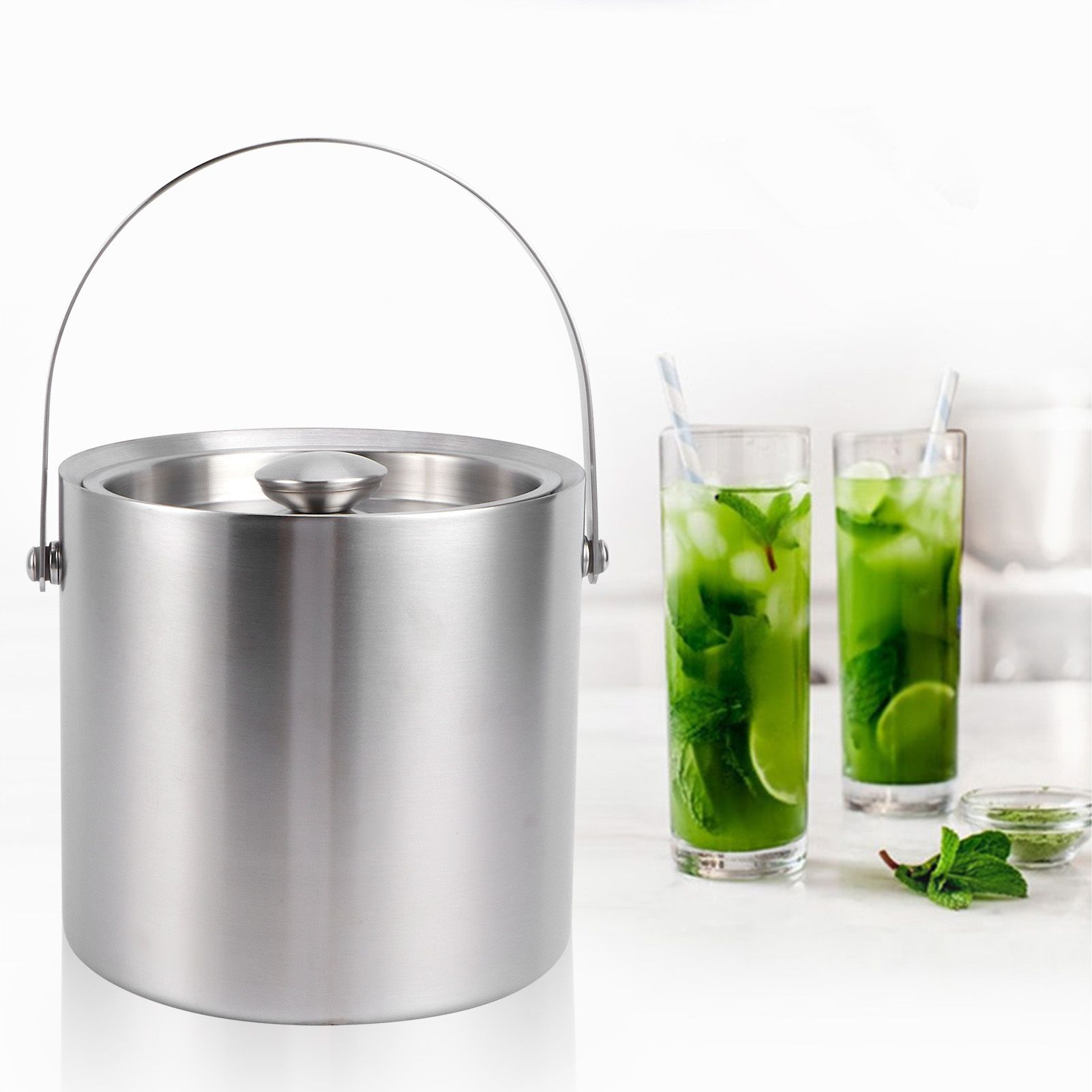 3L Ice Bucket with Lid Portable Double Wall Wine Ice Barrel for Bar Hotel view 9