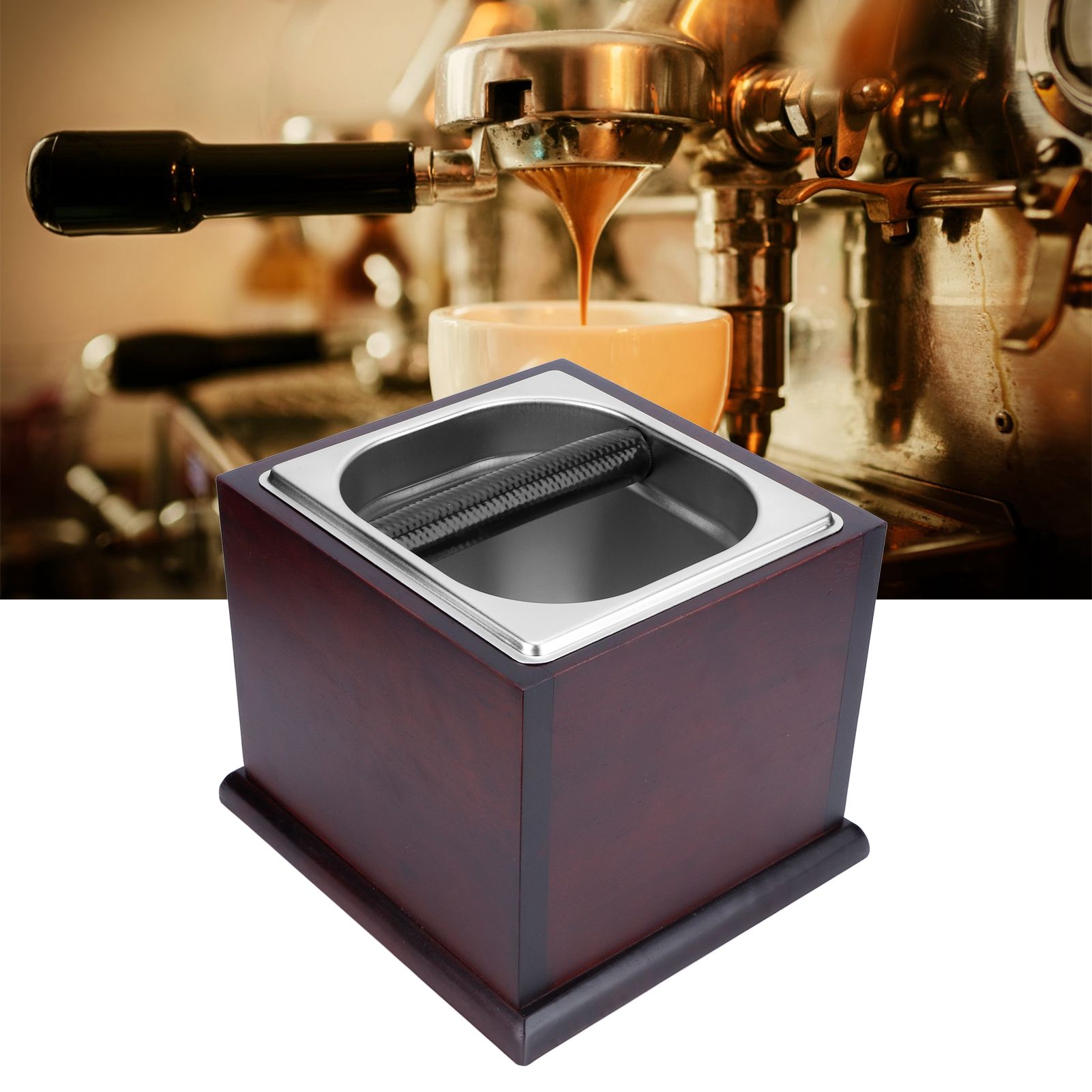 Knock Box Stainless Steel Coffee Grounds Container Waste Bin Coffee Shop view 10