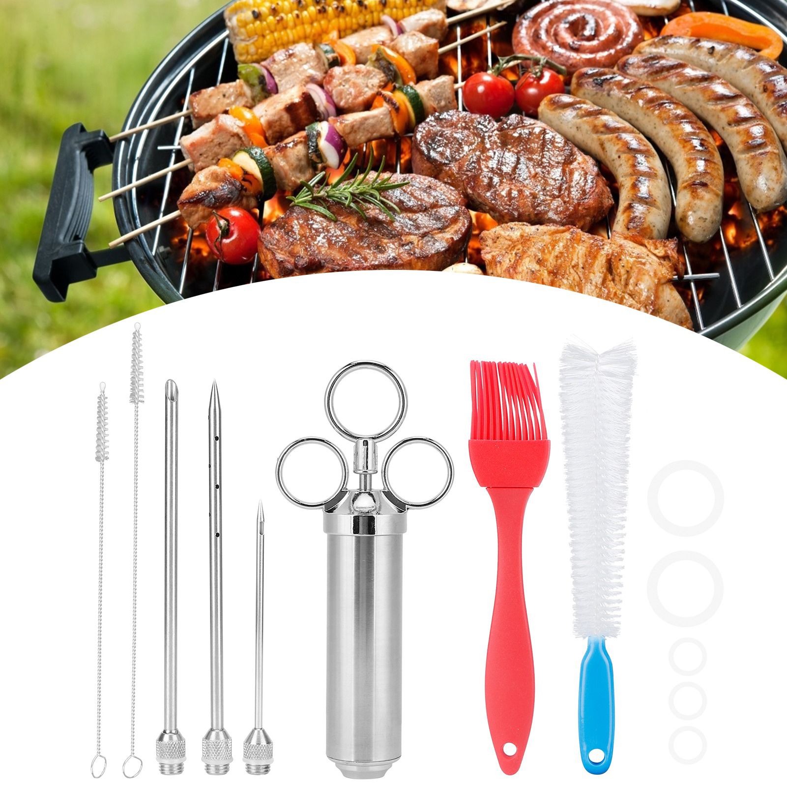 BBQ Meat Injector Kit Condiment Seasoning Syringe Barbecue Tools Kitchen Accessory view 9