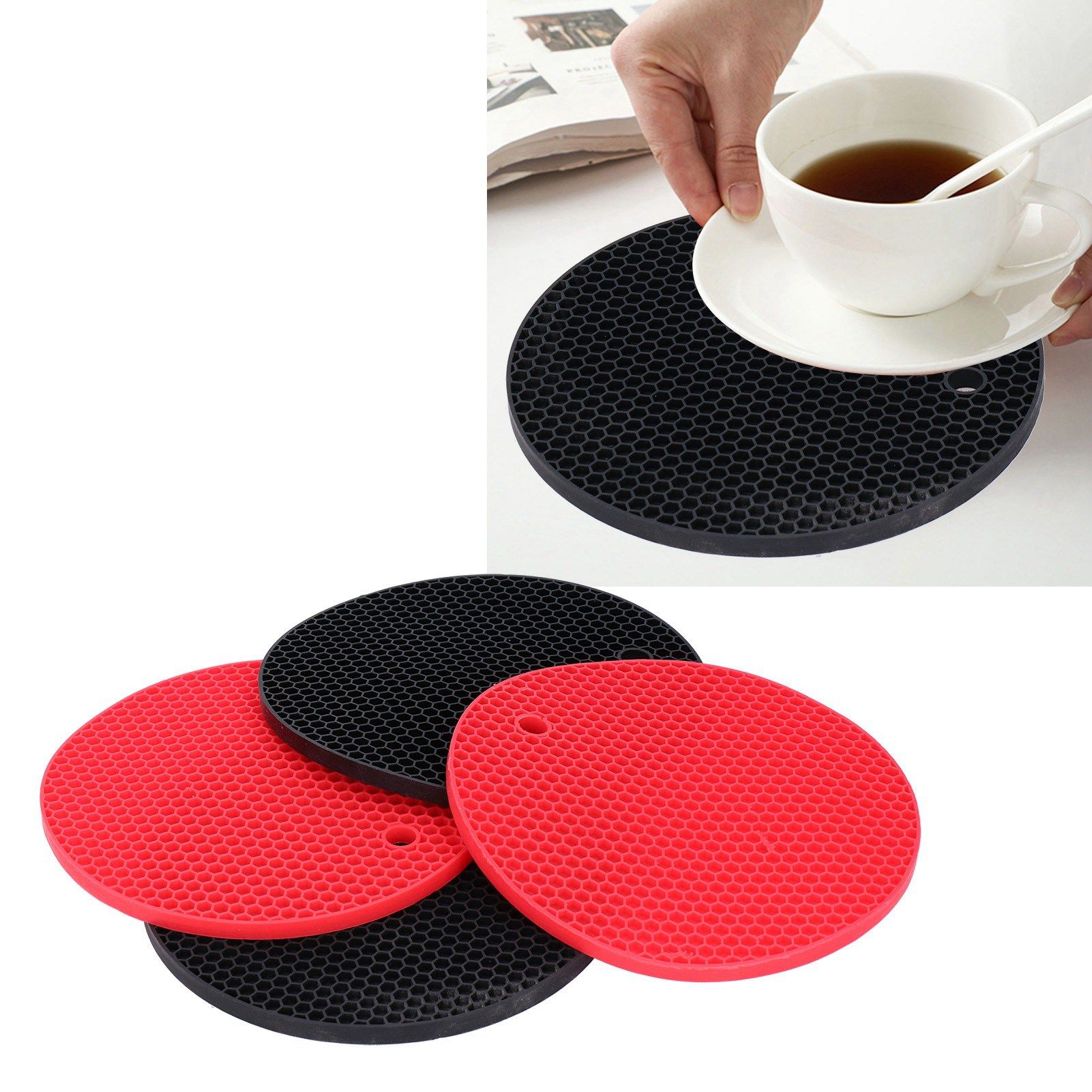 4PCS Silicone Placemat Heat Resistant Mat Drink Cup Coasters Pot Holder view 9