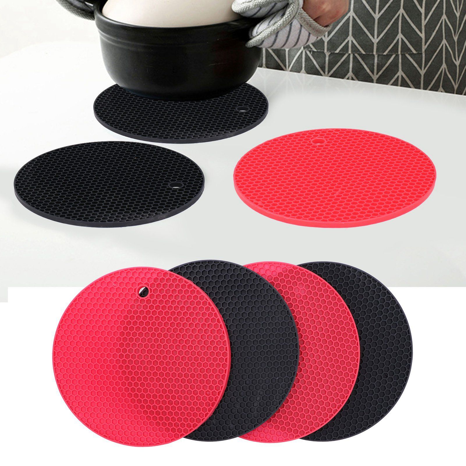 4PCS Silicone Placemat Heat Resistant Mat Drink Cup Coasters Pot Holder view 10