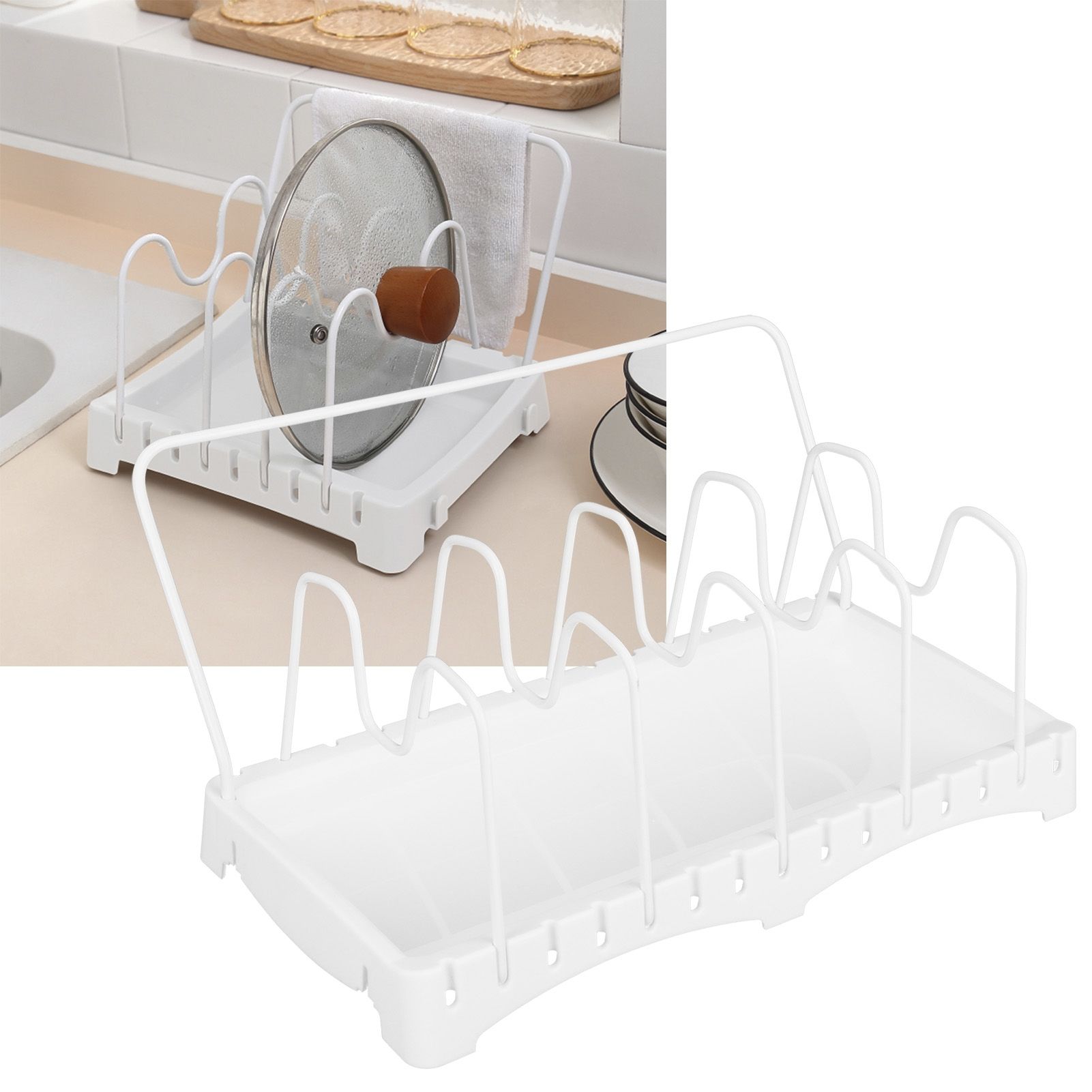 Multifunction Standing Cutting Board Storage Rack Pan Pot Lid Stand Organizer view 10