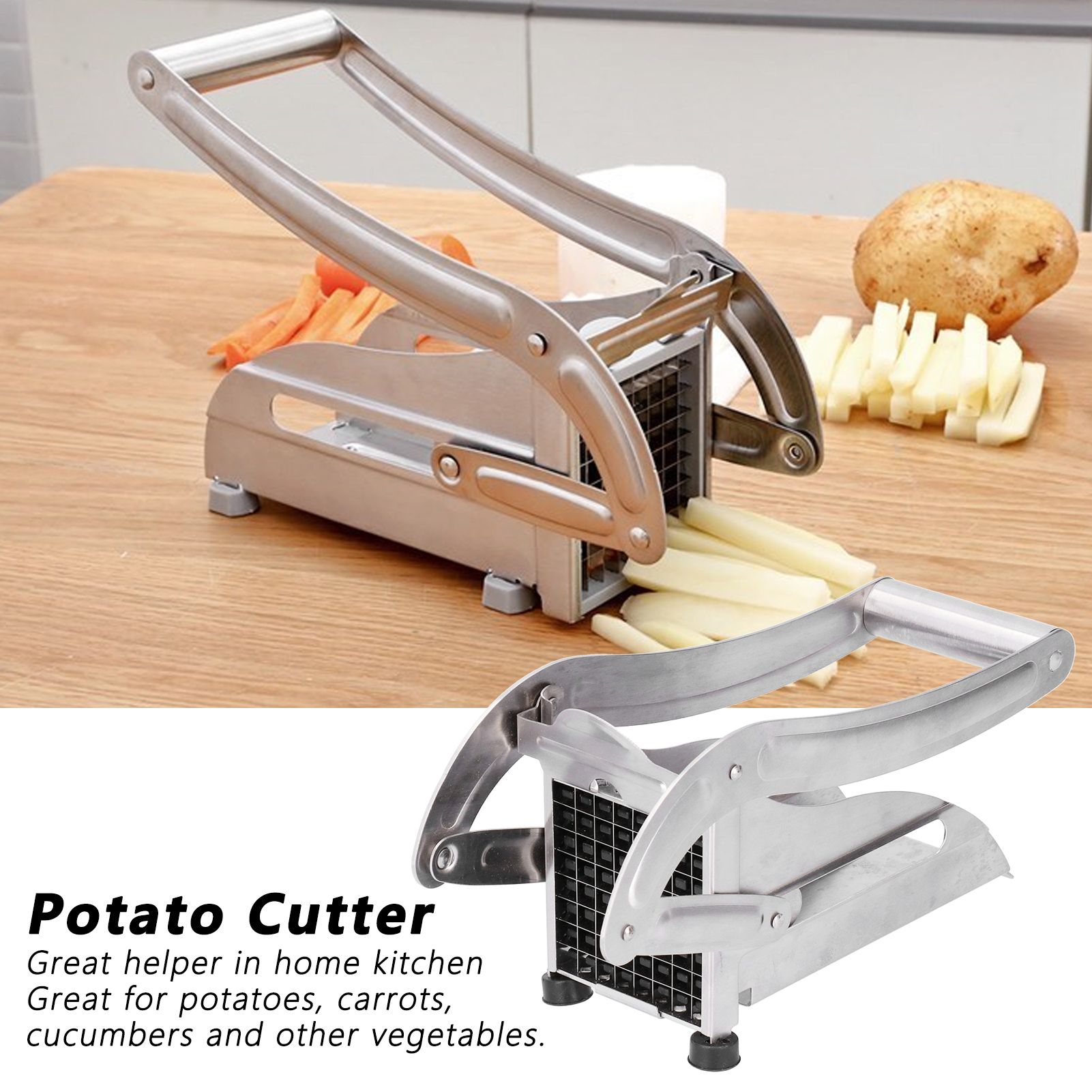 French Fry Cutter Stainless Steel Potato Strip Chopper Cutting Machine for view 12