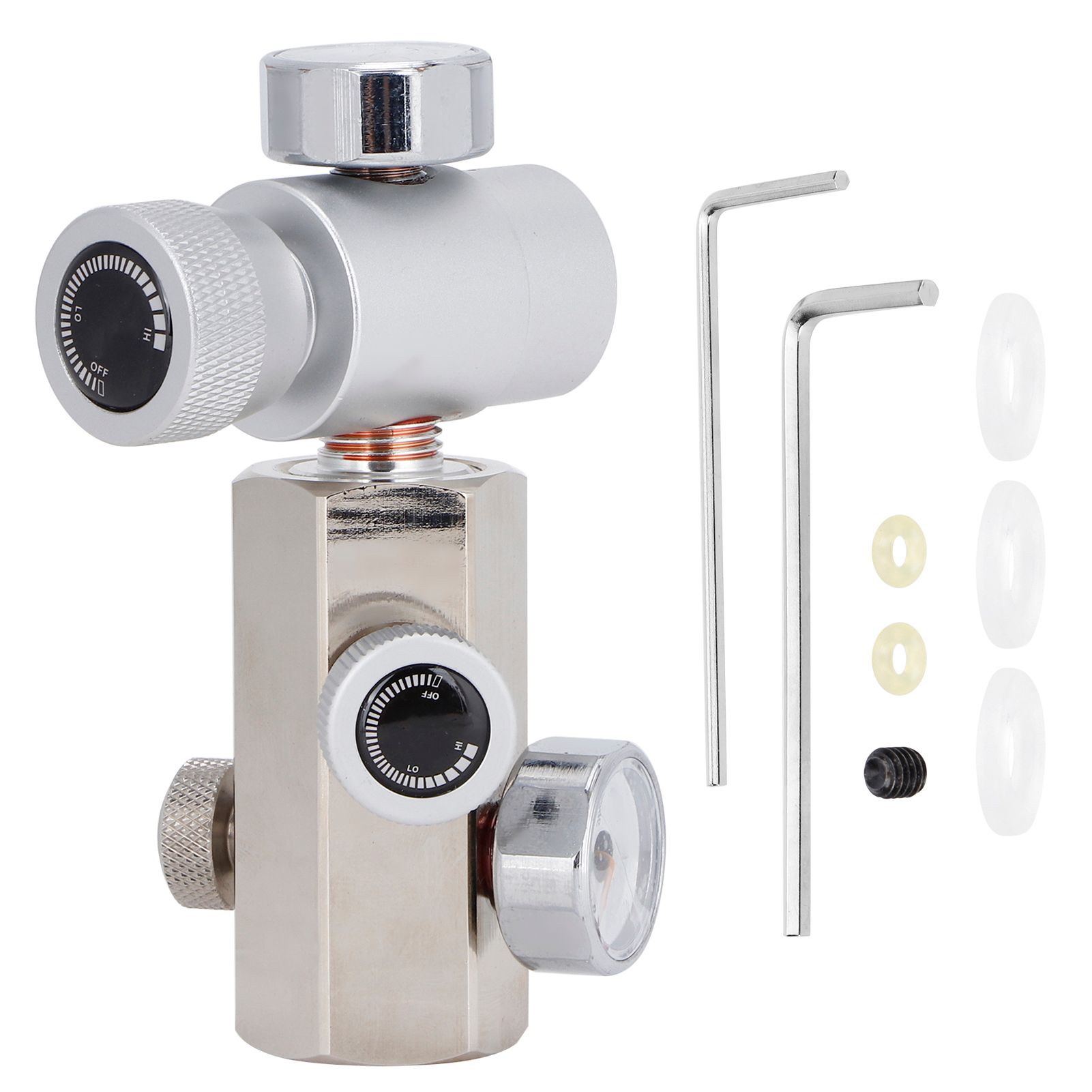 W21.8-G1/2 CO2 Tank Refill Adapter Connector with Release Valve Pressure Gauge view 2