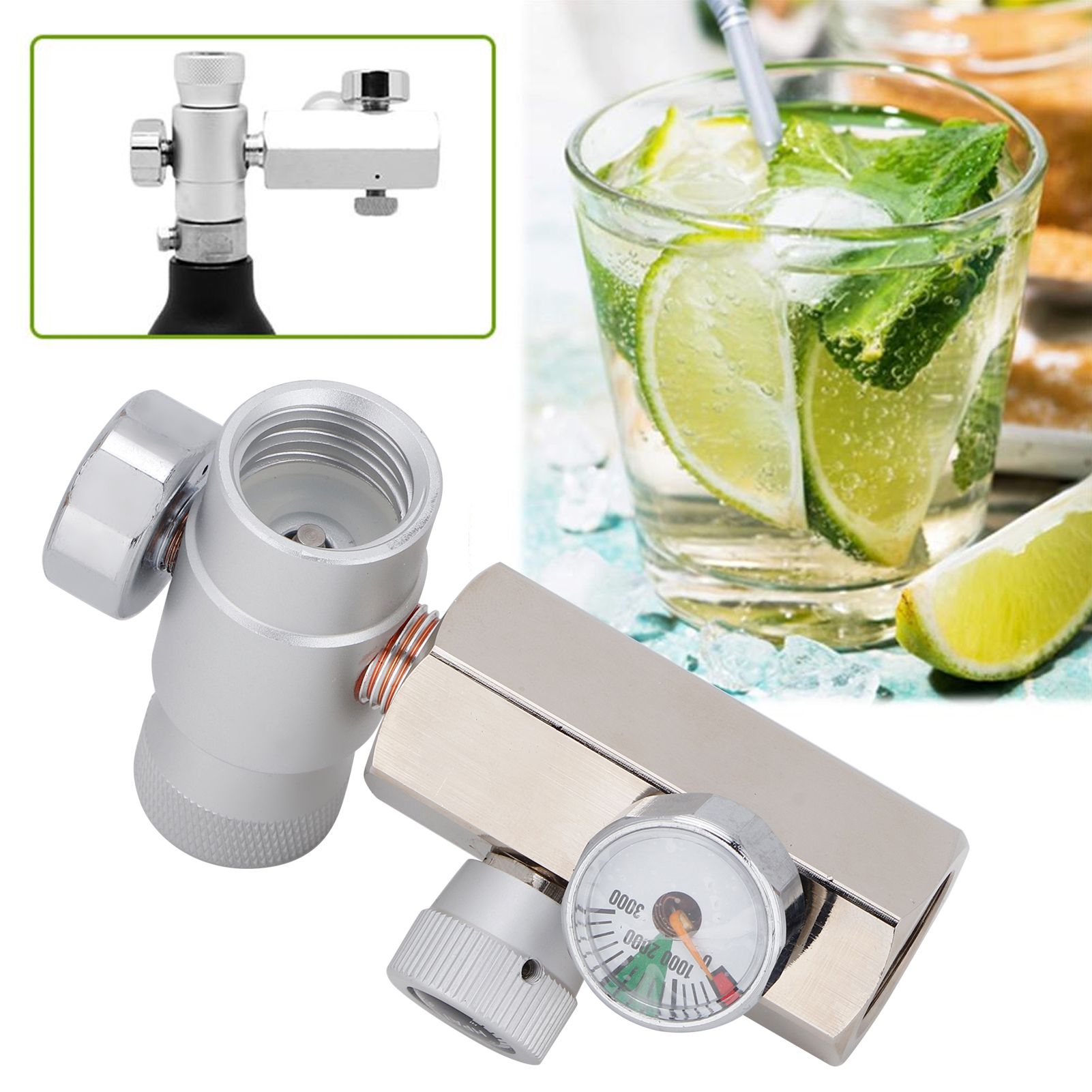 W21.8-G1/2 CO2 Tank Refill Adapter Connector with Release Valve Pressure Gauge view 9