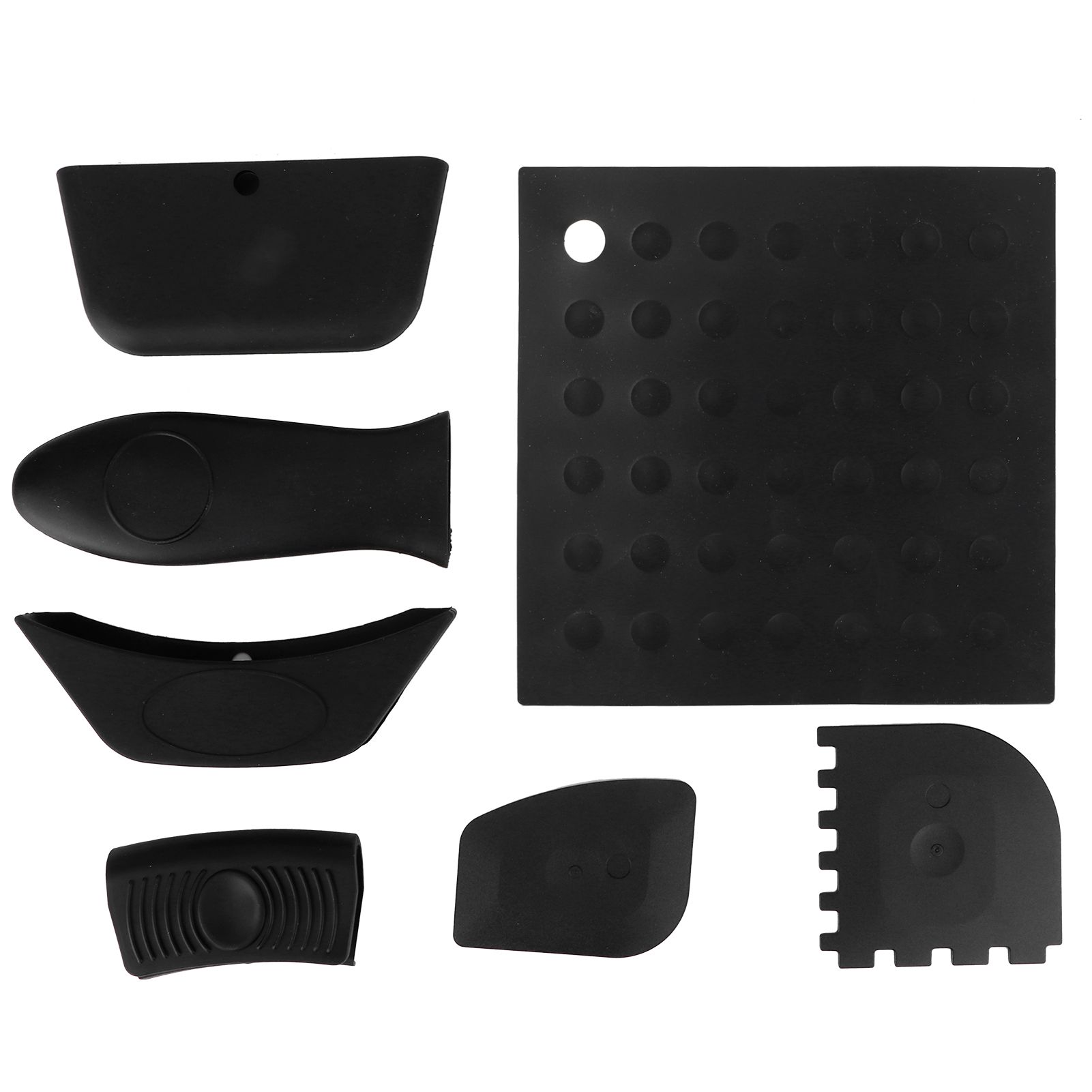 7Pcs set Pot Holder AntiScald Silicone Grill Pan Scraper Handle Cover Set view 2