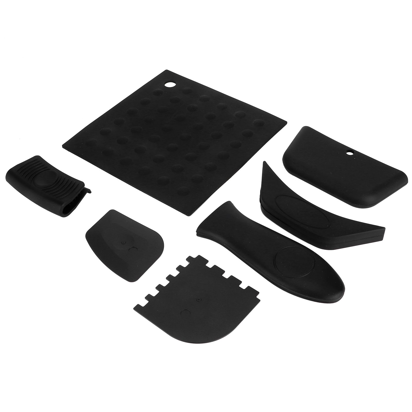 7Pcs set Pot Holder AntiScald Silicone Grill Pan Scraper Handle Cover Set view 3