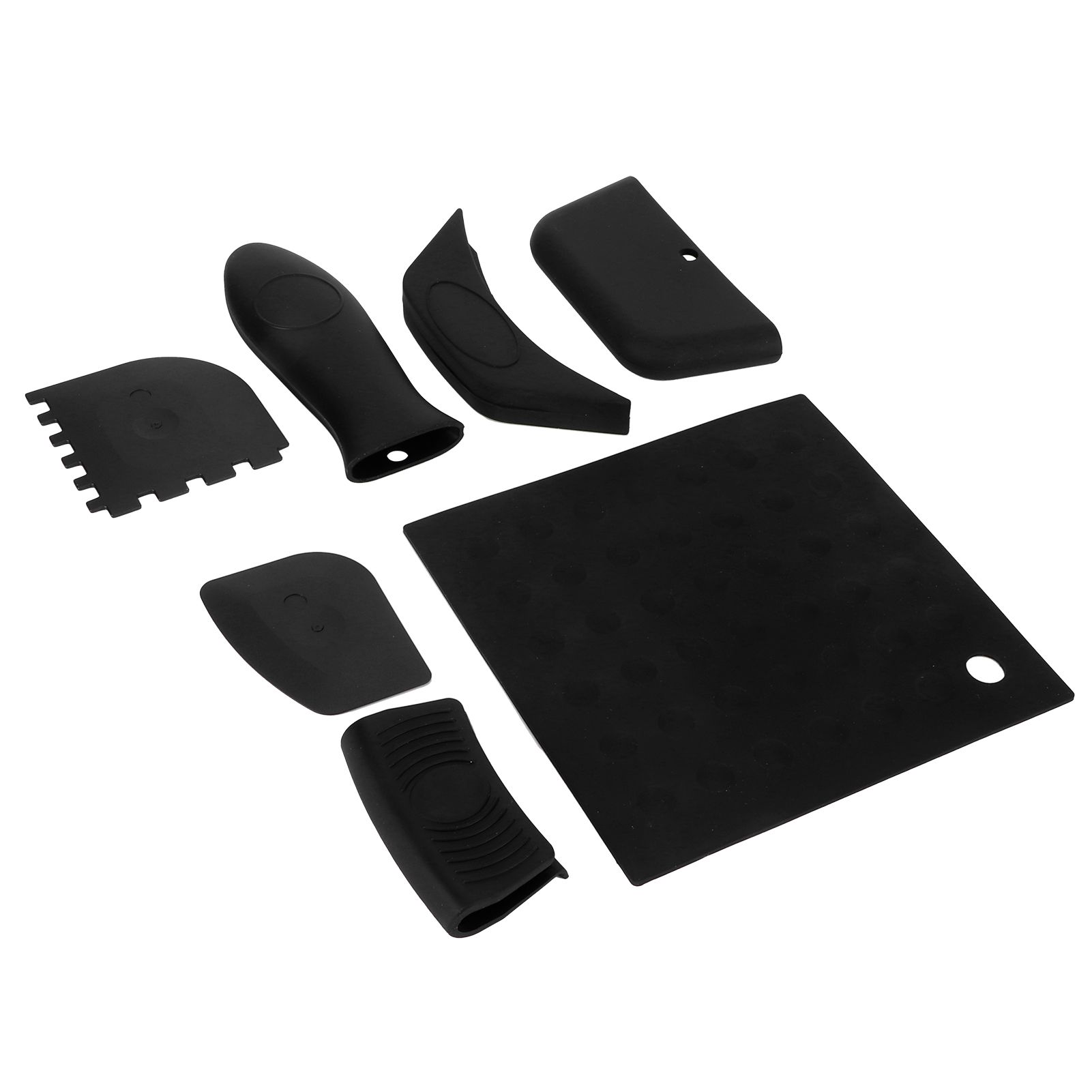 7Pcs set Pot Holder AntiScald Silicone Grill Pan Scraper Handle Cover Set view 4