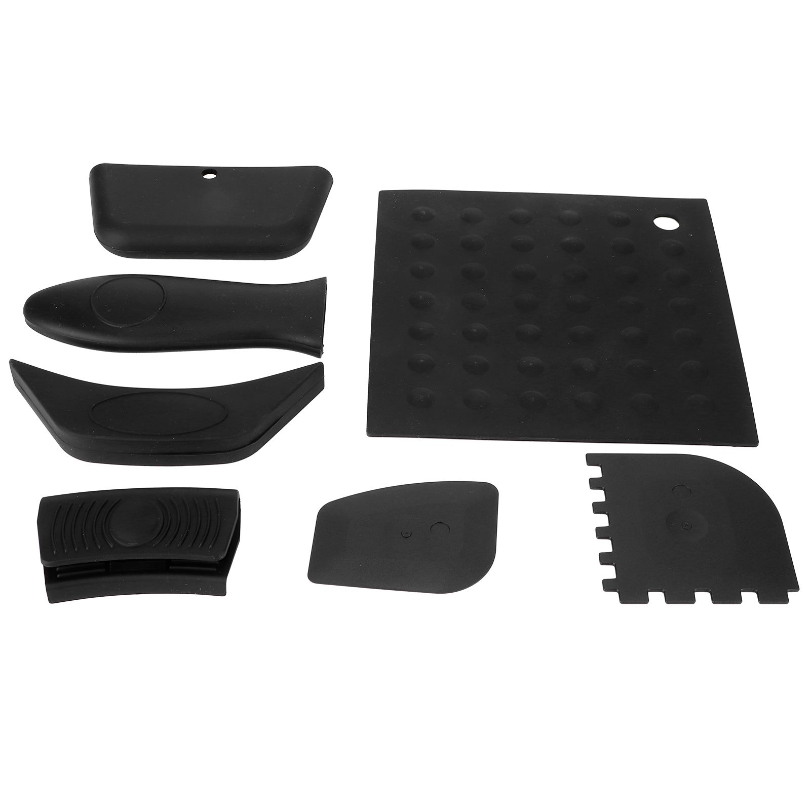 7Pcs set Pot Holder AntiScald Silicone Grill Pan Scraper Handle Cover Set view 5