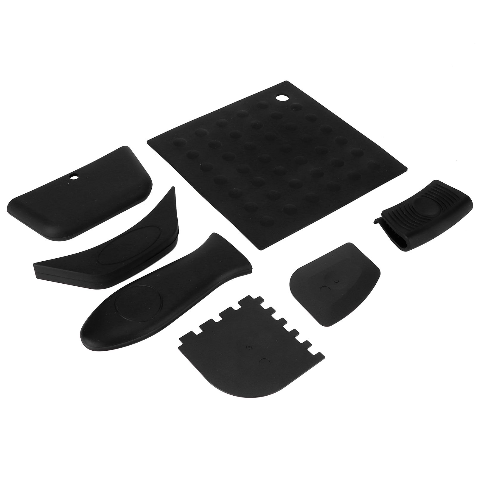 7Pcs set Pot Holder AntiScald Silicone Grill Pan Scraper Handle Cover Set view 6