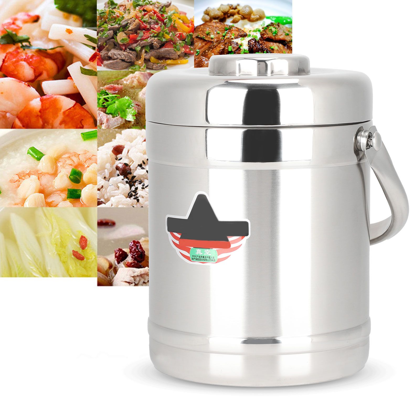 1.8L Straight Shape DoubleWall Vacuum Insulated Lunch Box Stainless Steel Hot view 10