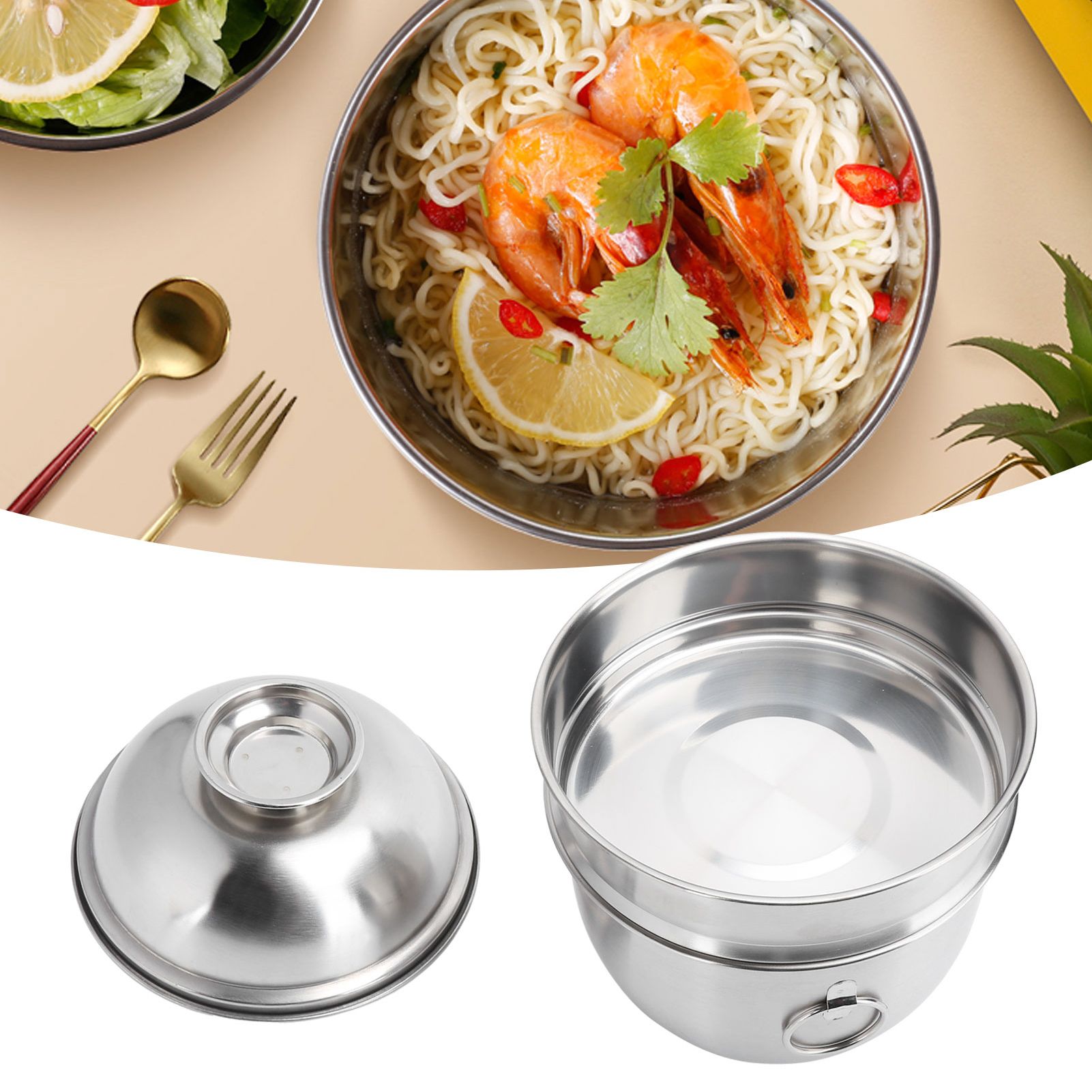 Stainless Steel Fast Food Bowl DoubleLayer Lunch Box Instant Noodle Soup Cup view 10