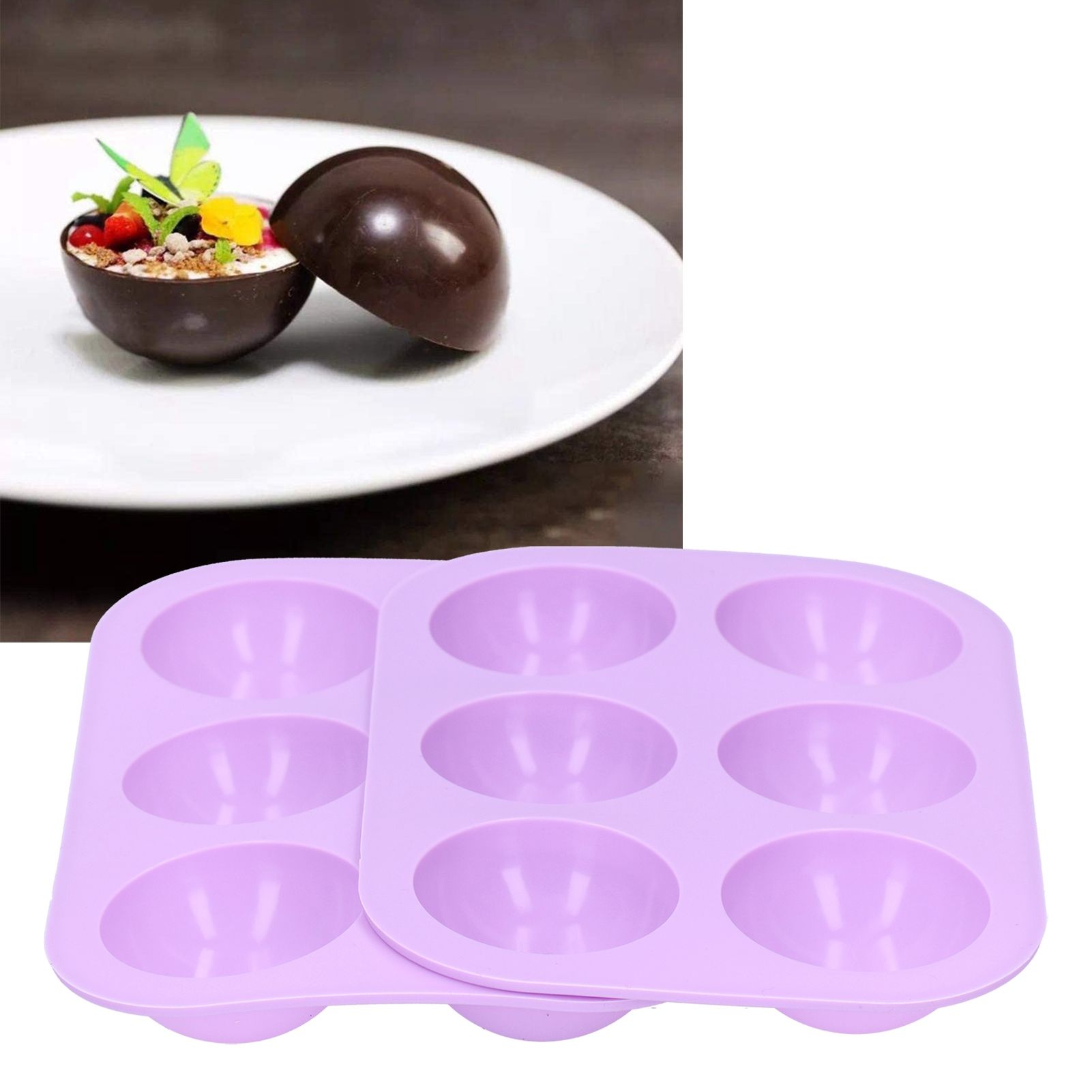 2Pcs 6 Grids Hemispherical Cake Mold 19.5x13.3cm Chocolate Silicone Mold view 9