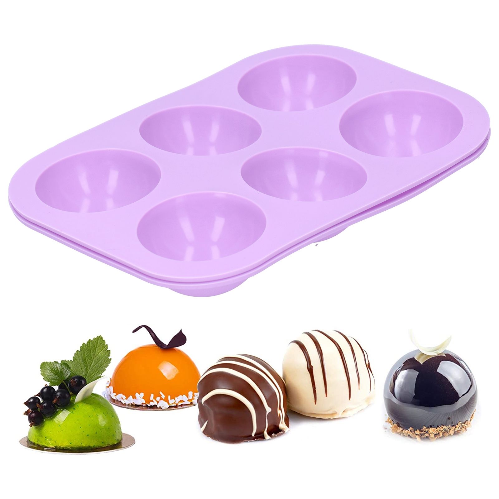 2Pcs 6 Grids Hemispherical Cake Mold 19.5x13.3cm Chocolate Silicone Mold view 10