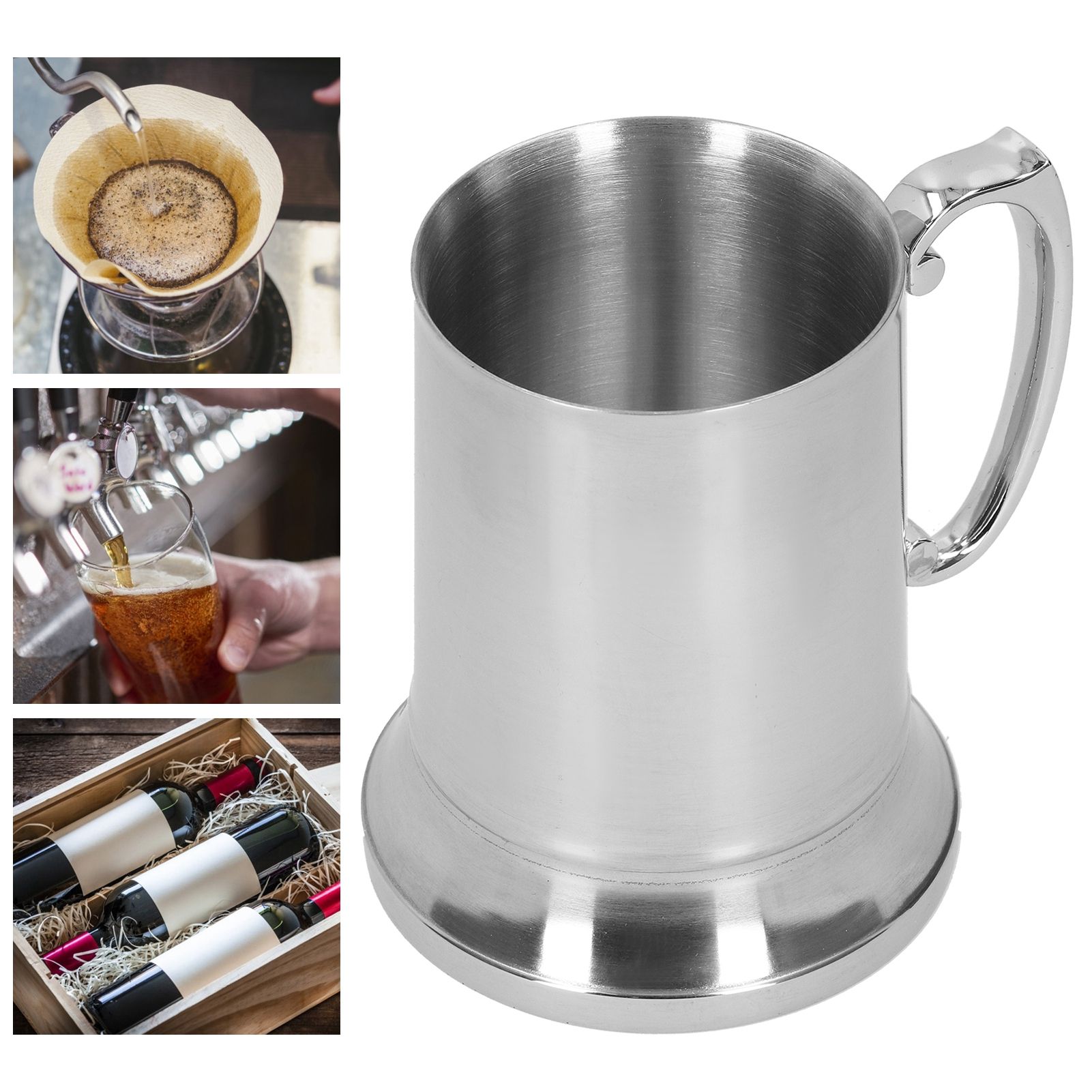 Stainless Steel Mug Silver with Handle for Bar Hotel Supplies Cocktail Glass view 10
