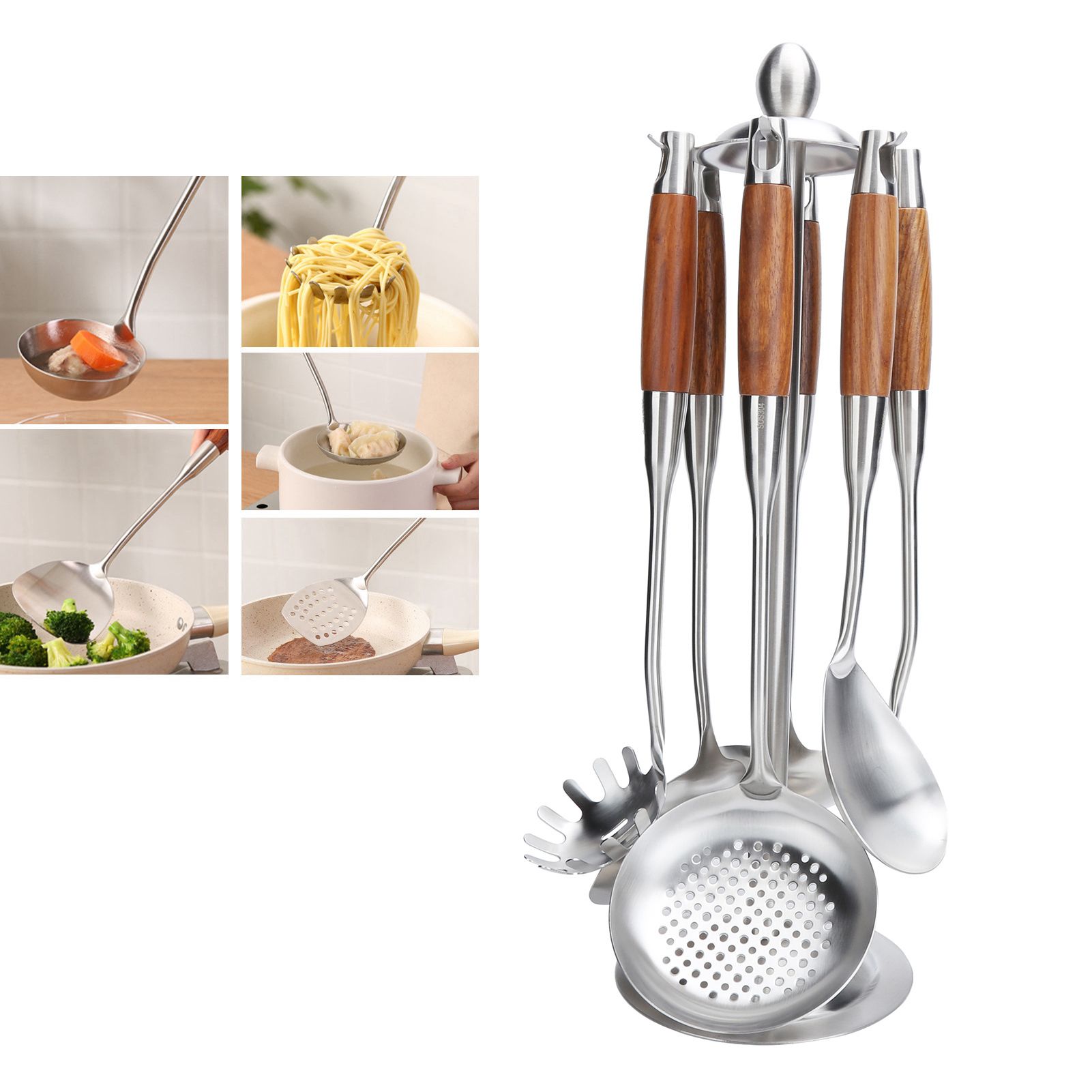 Kitchen Spatula Set 304 Stainless Steel Wood Handle Spatula Frying Shovel view 9