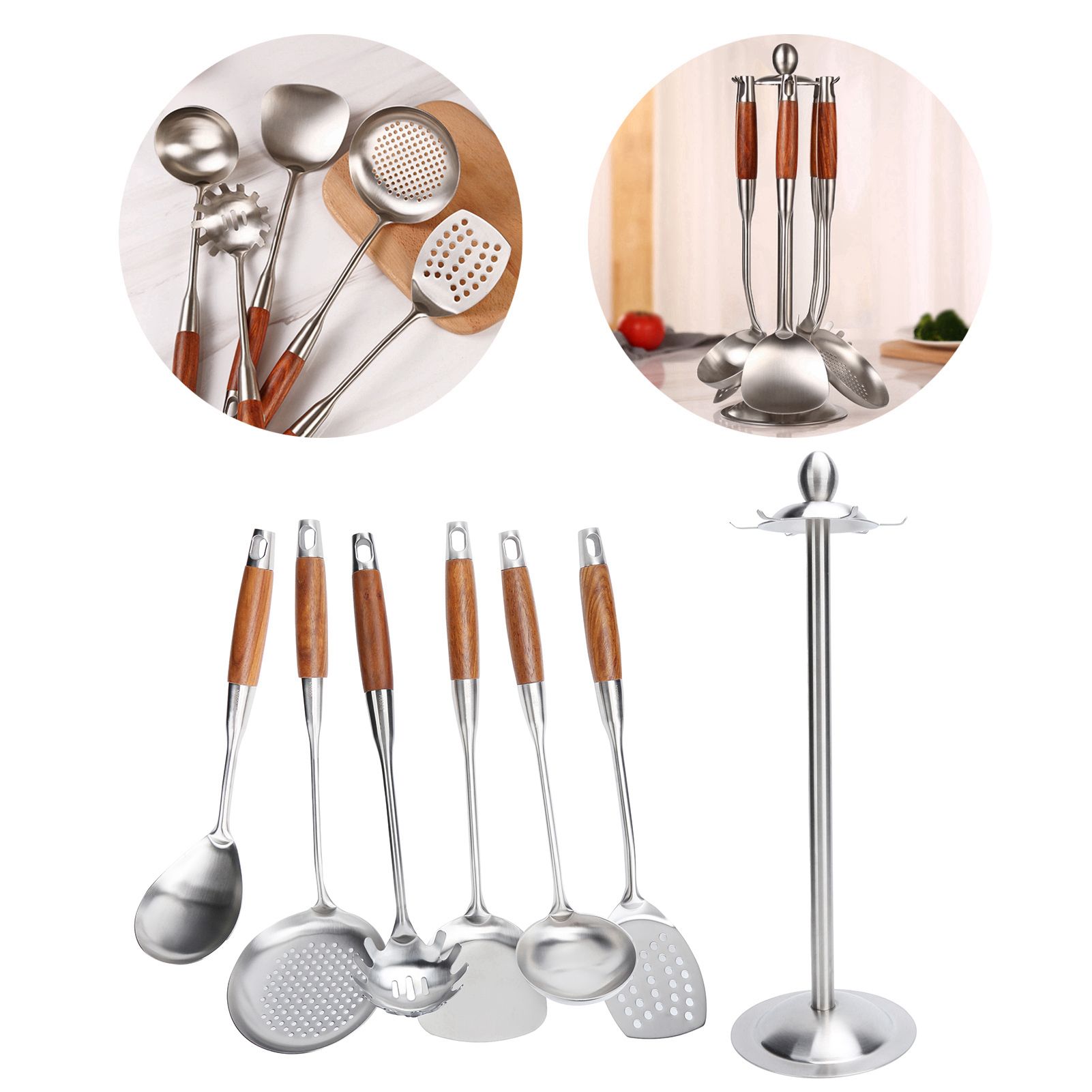 Kitchen Spatula Set 304 Stainless Steel Wood Handle Spatula Frying Shovel view 10