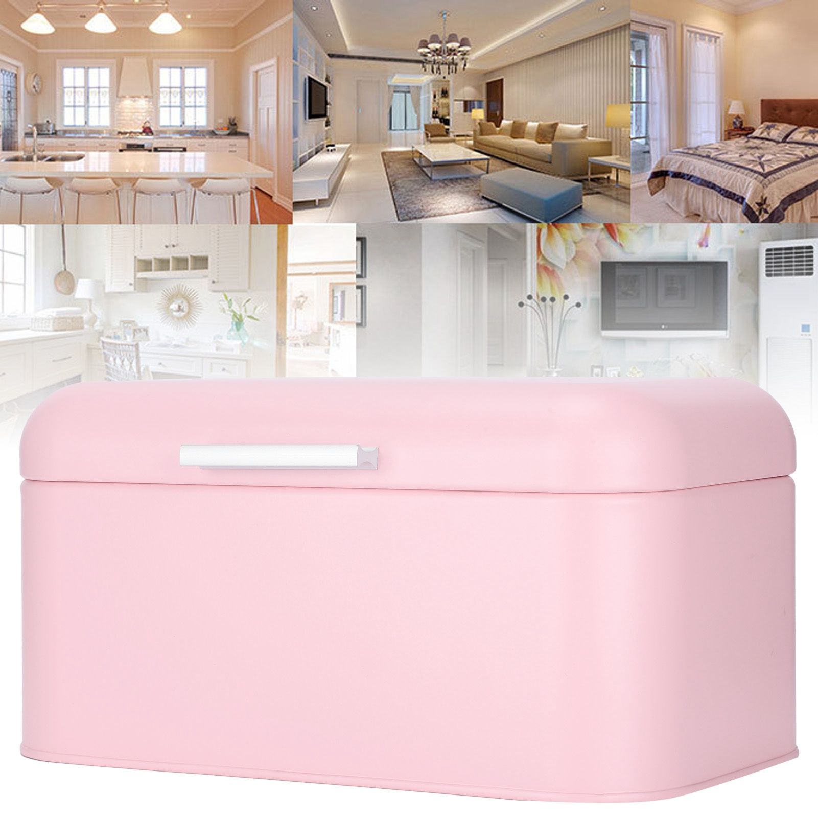 Pink Iron Bread Container Organizer NonToxic Retro Household Kitchen Storage Case view 10