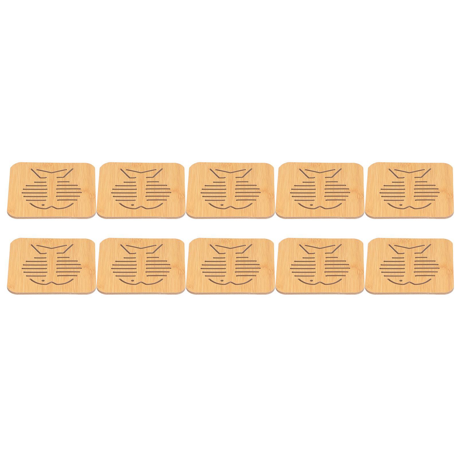 10Pcs Hollow Tablemat Imitation Bamboo Insulation AntiScalding Bowl Cup Mat