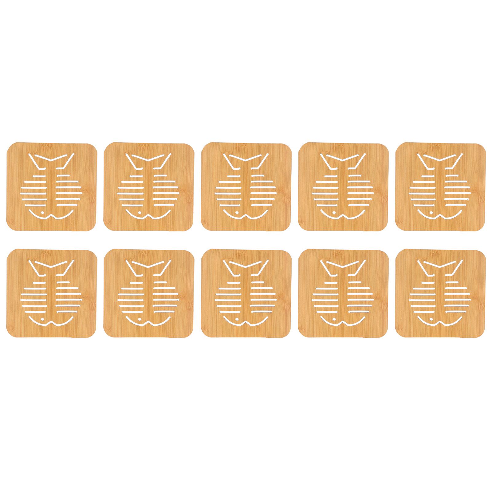 10Pcs Hollow Tablemat Imitation Bamboo Insulation AntiScalding Bowl Cup Mat view 2