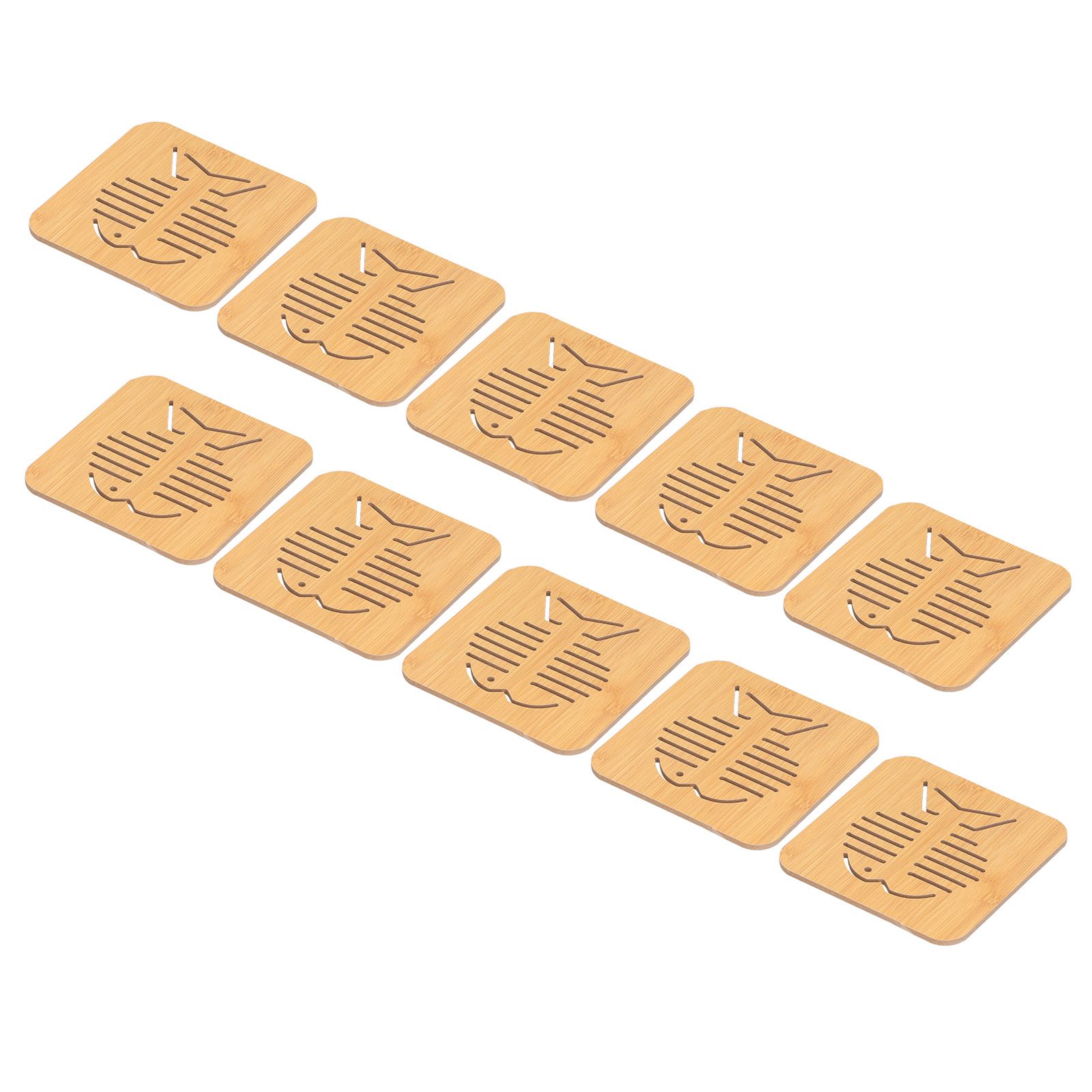 10Pcs Hollow Tablemat Imitation Bamboo Insulation AntiScalding Bowl Cup Mat view 3