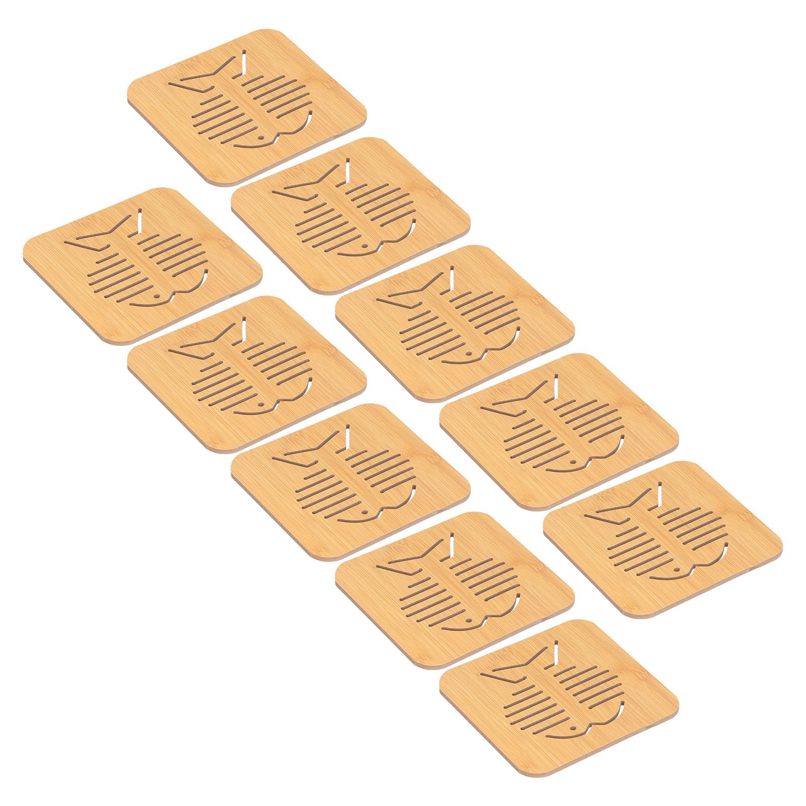 10Pcs Hollow Tablemat Imitation Bamboo Insulation AntiScalding Bowl Cup Mat view 4