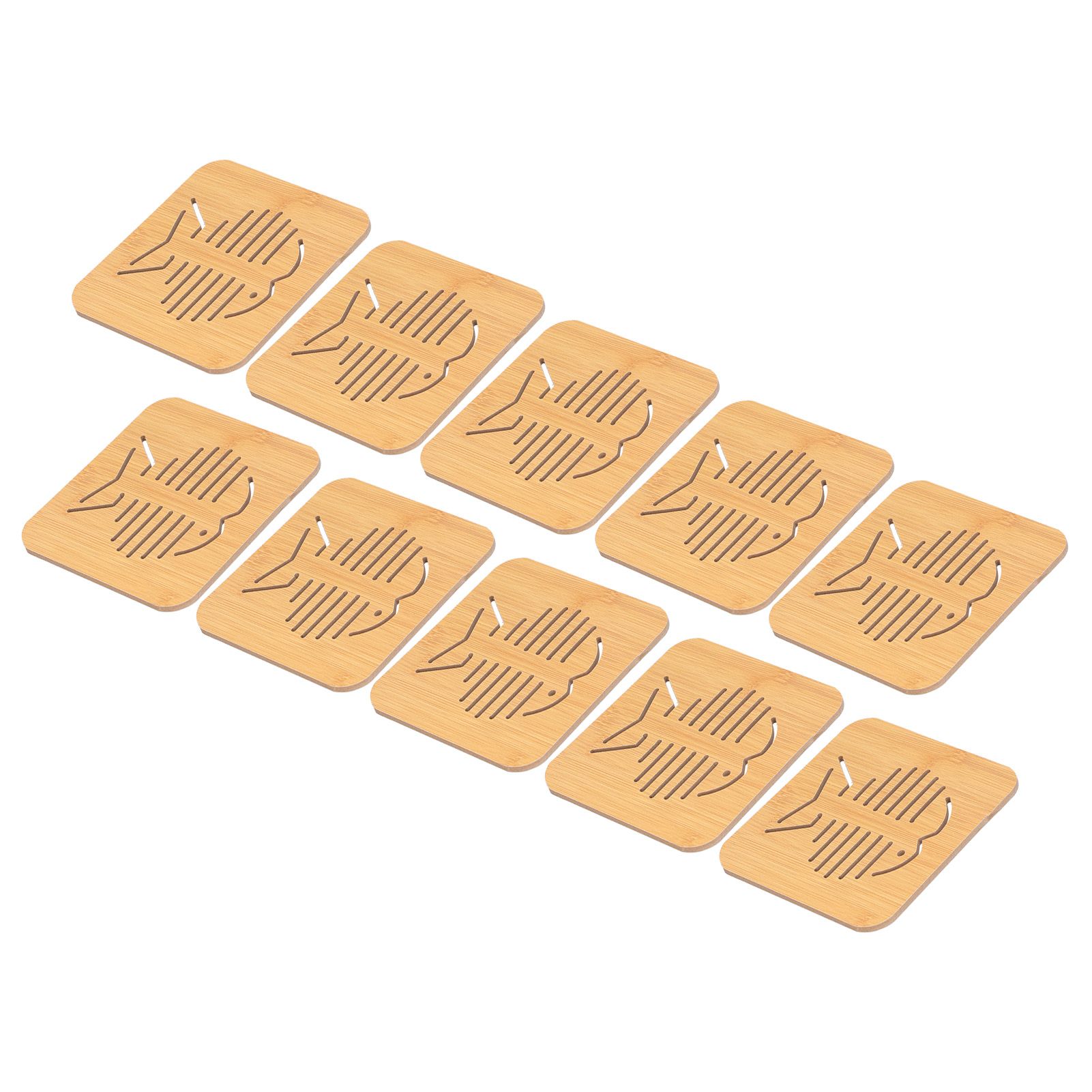 10Pcs Hollow Tablemat Imitation Bamboo Insulation AntiScalding Bowl Cup Mat view 8