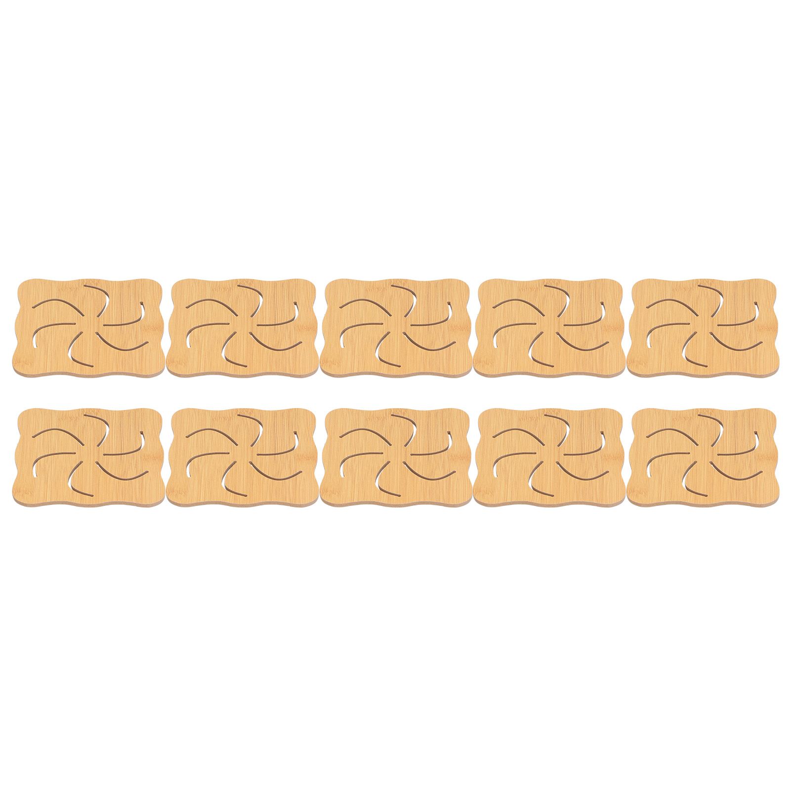 10Pcs Hollow Tablemat Imitation Bamboo Insulation AntiScalding Bowl Cup Mat