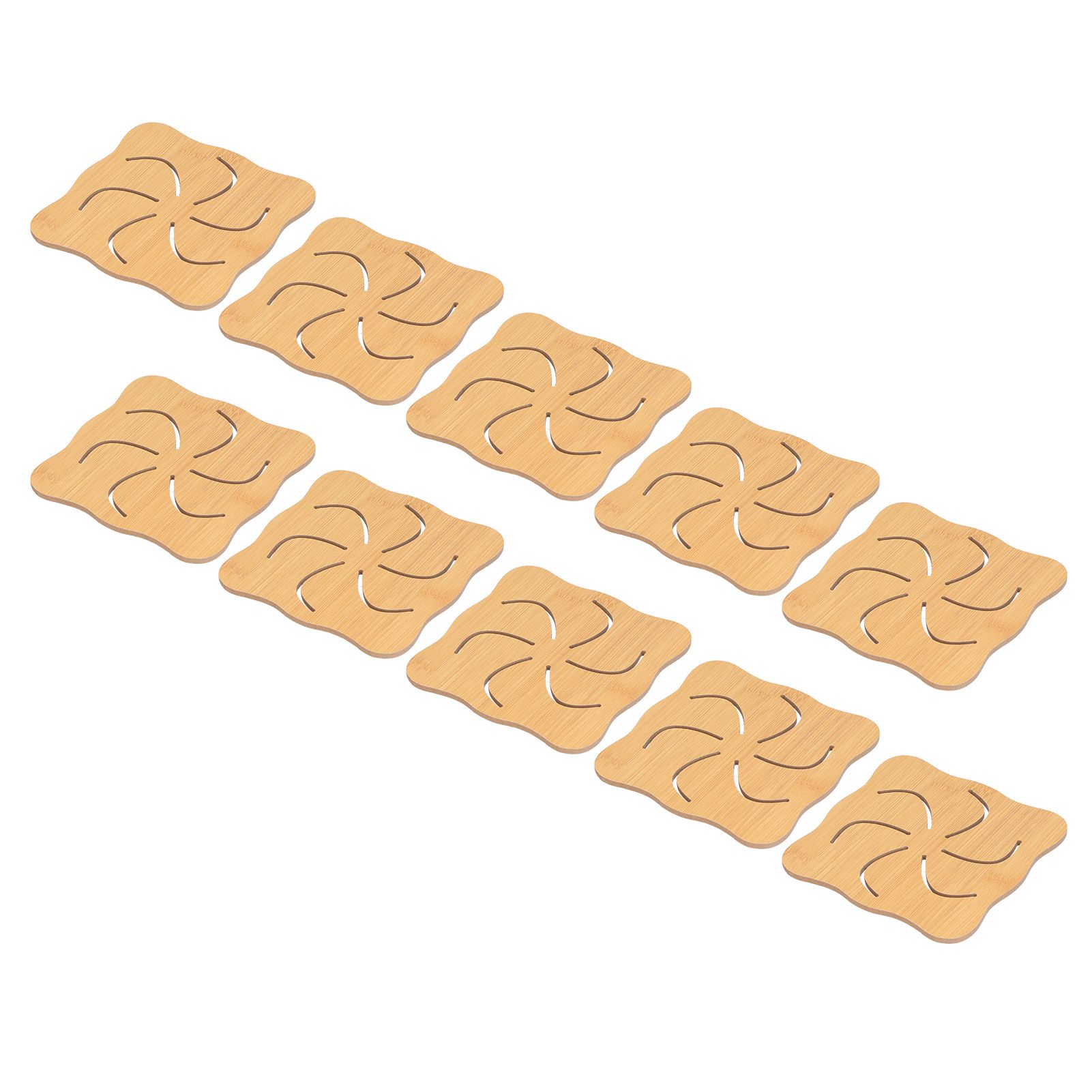 10Pcs Hollow Tablemat Imitation Bamboo Insulation AntiScalding Bowl Cup Mat view 3